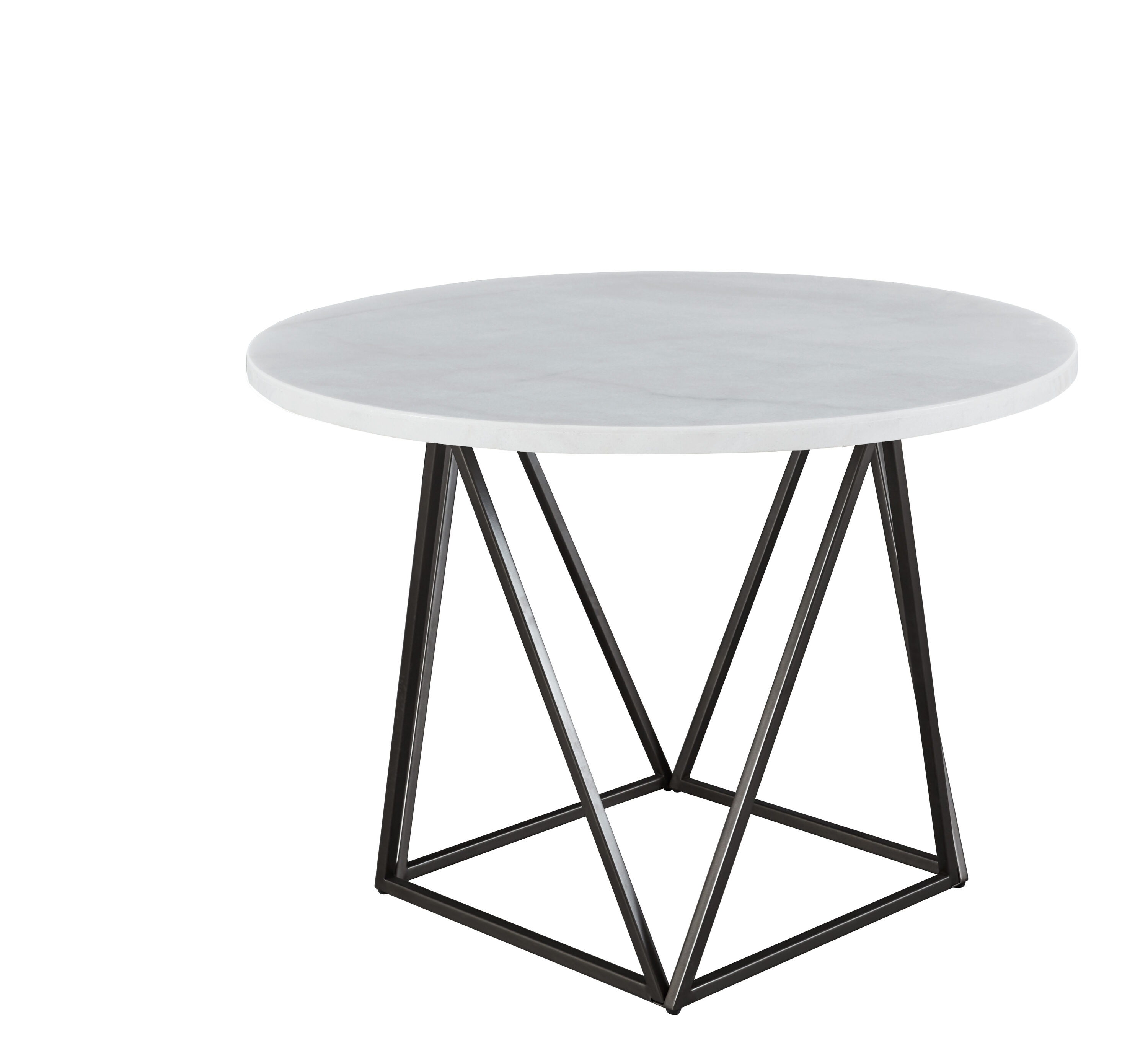 Ramona White Marble Top Round Dining Table with Bronze Base