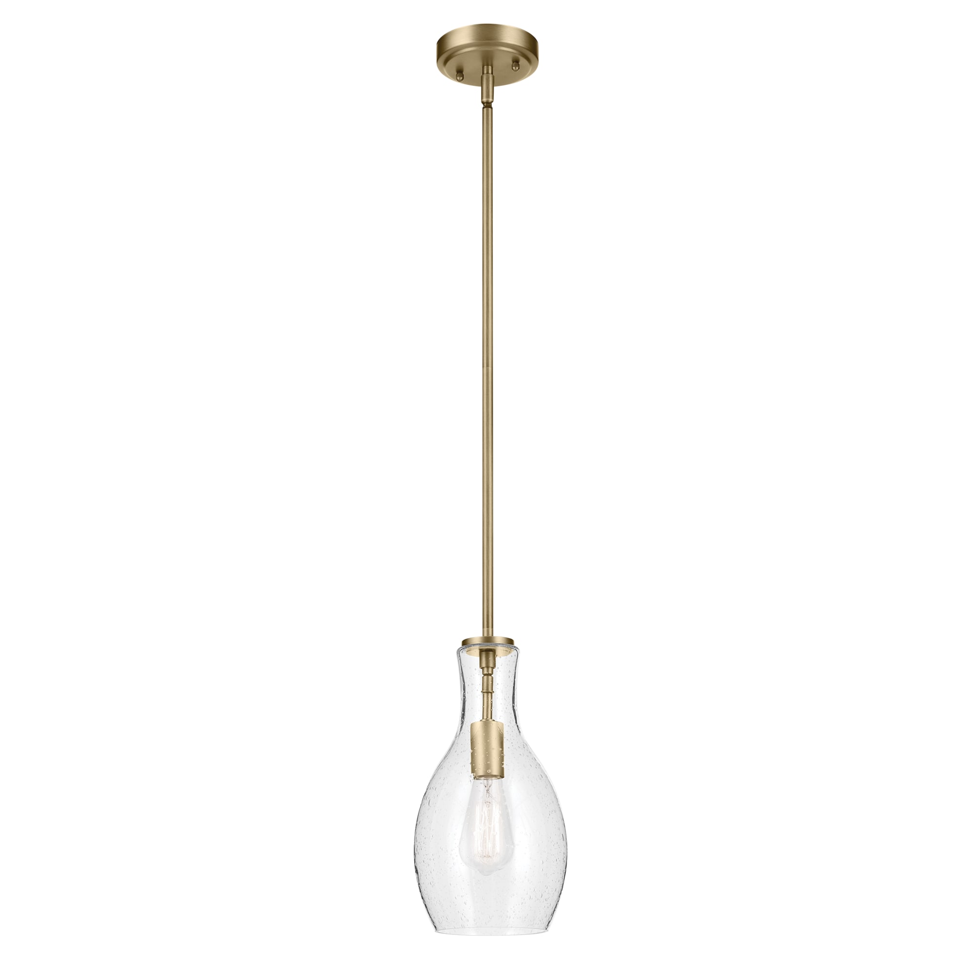 Kichler 42456NBRCS Everly 1 -Light Natural Brass Modern/contemporary Seeded glass Teardrop Small Hanging Pendant light