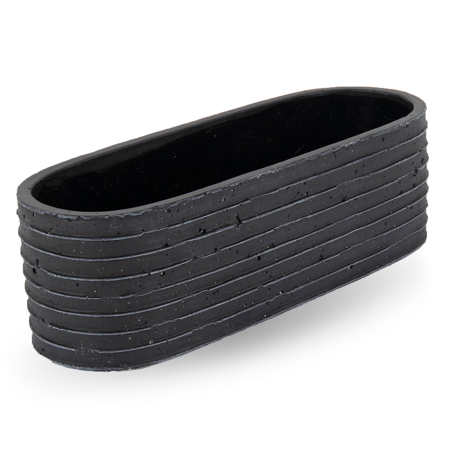 Vasesource ELOY4412BL Rectangle 12.0-Inches W Small Black Ceramic Indoor/Outdoor Planter