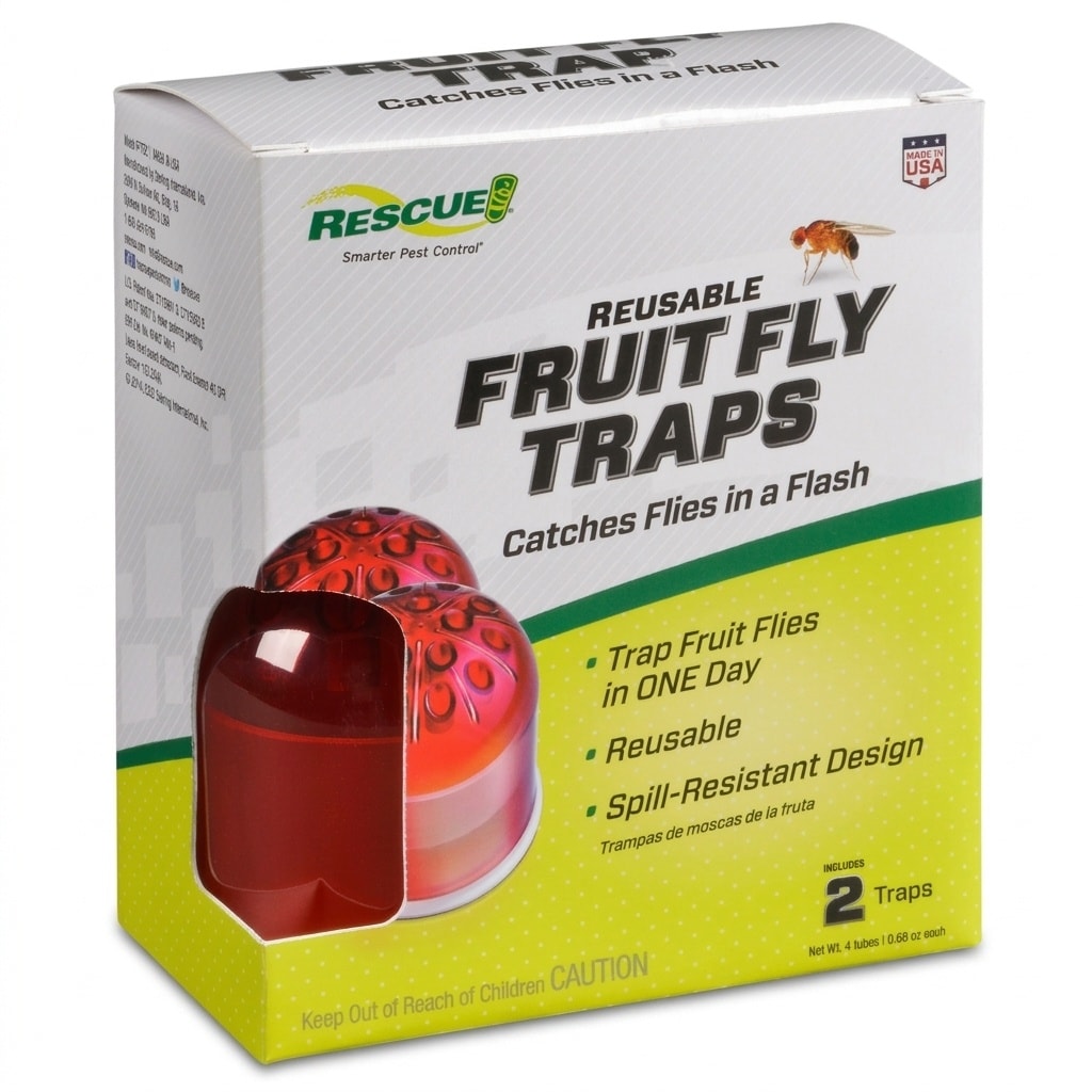 RESCUE!  Reusable Fruit Fly Traps - Set of 2 with Long-Lasting Liquid Bait