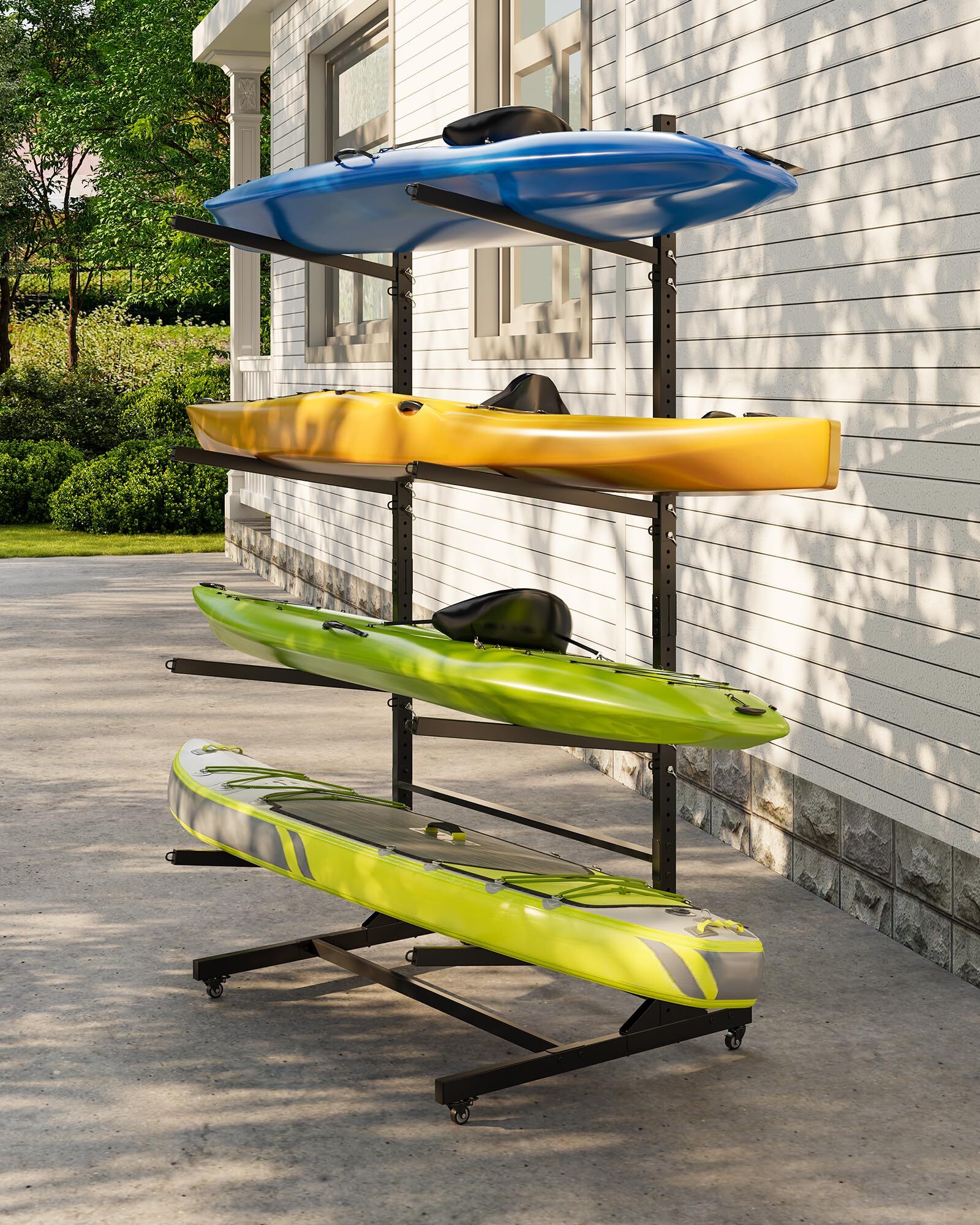 Garvee Freestanding Kayak Storage Rack Premium Heavy Duty Holder Adjustable Stand For Indoor And Outdoor Use