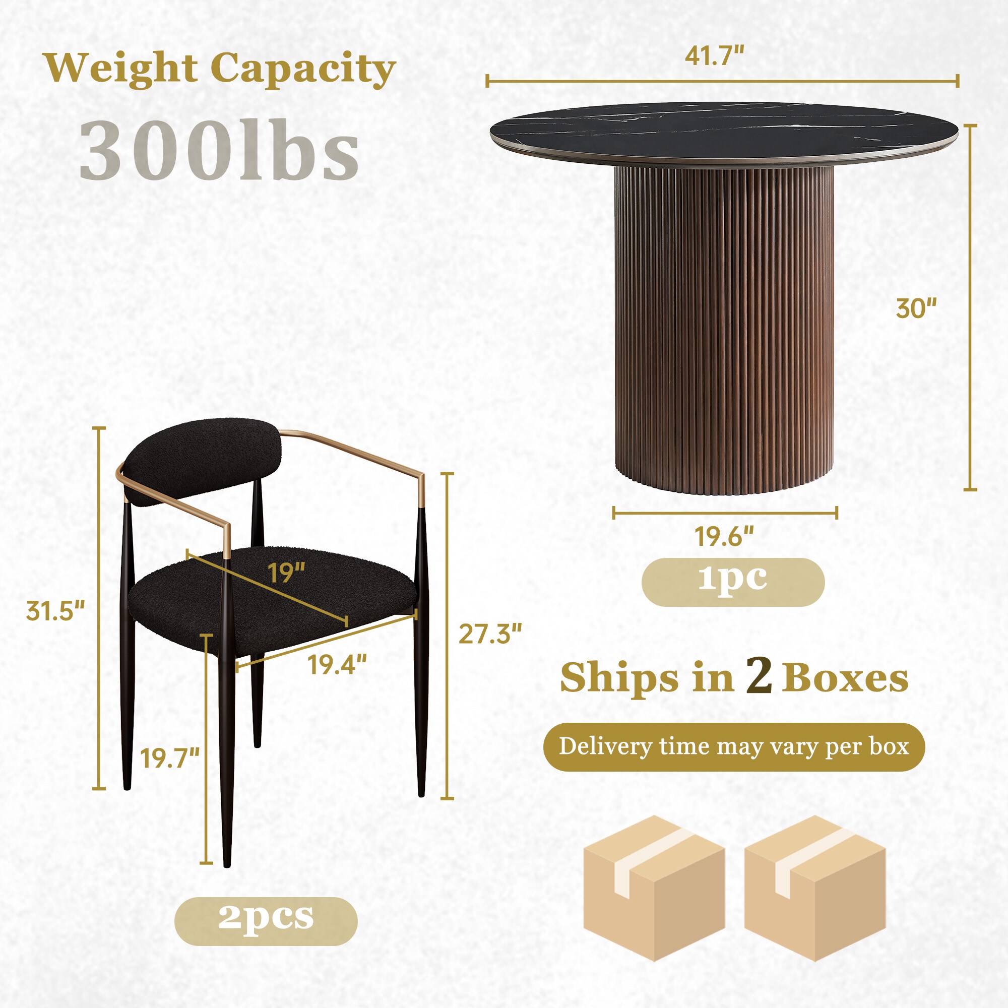 FARATI D3066RTC-BK-BK-2 Dining-Sets - View #2