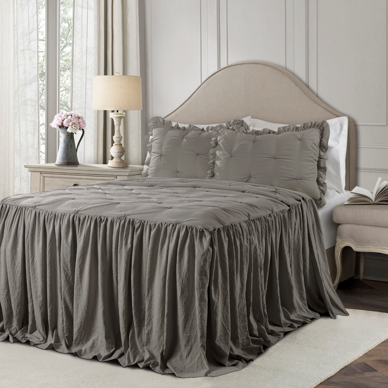 Lush Decor 16T004004 Dark Gray Solid King Bedspread