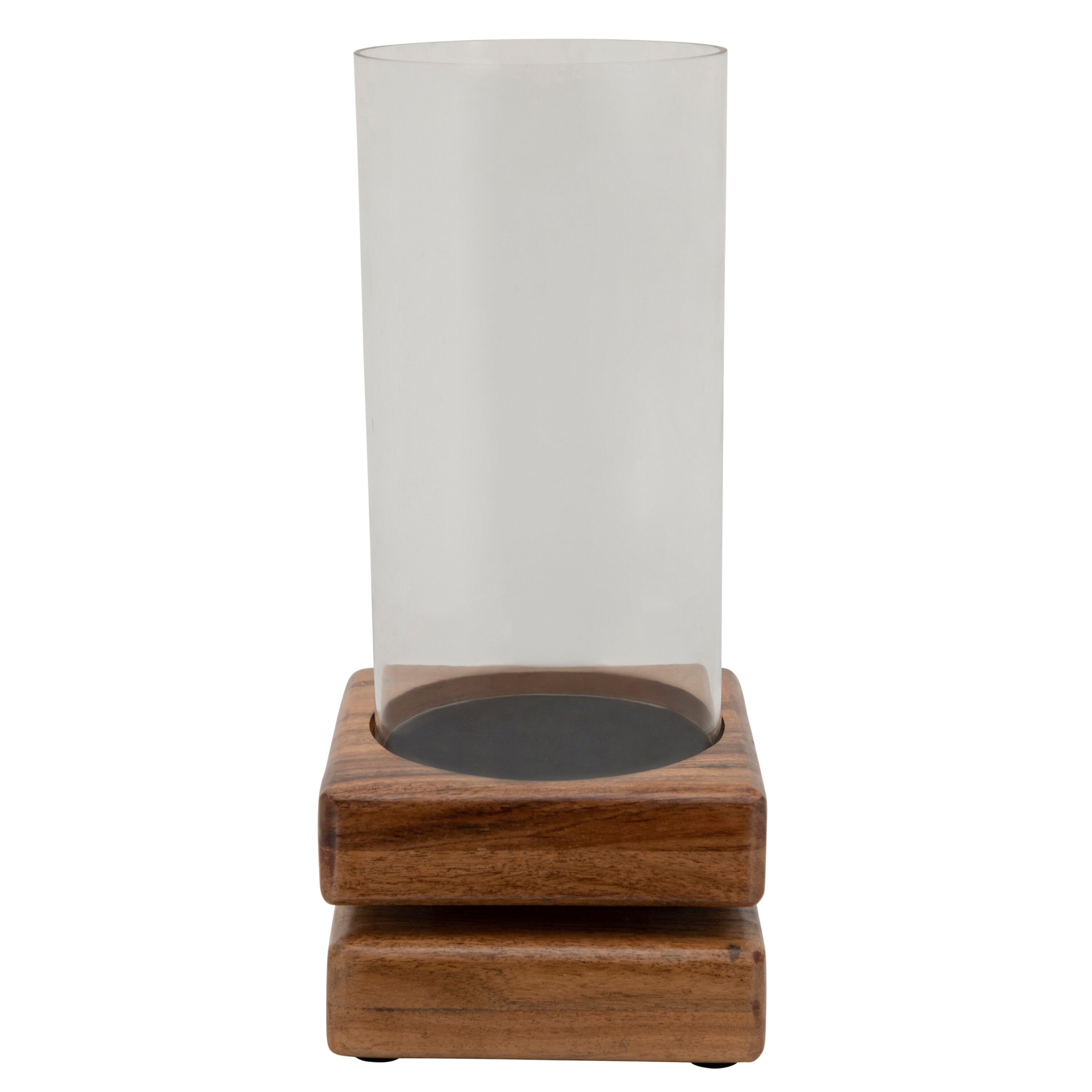 Sagebrook Home 15488-02 1 Candle Wood Hurricane Candle Holder