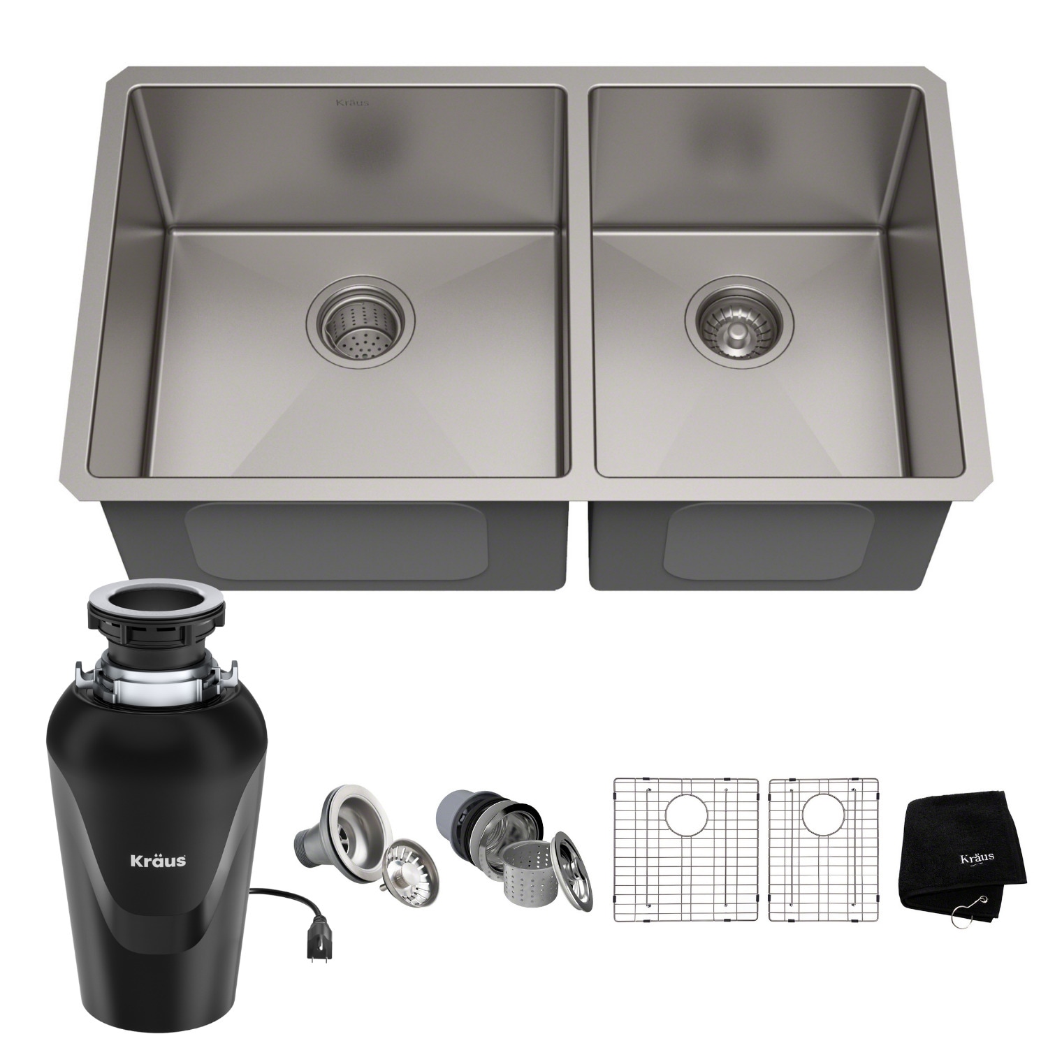 Kraus KHU103-33-100-75MB Standart PRO Undermount 32.75-in x 19-in Stainless steel Double offset bowl 16 -Gauge Kitchen Sink