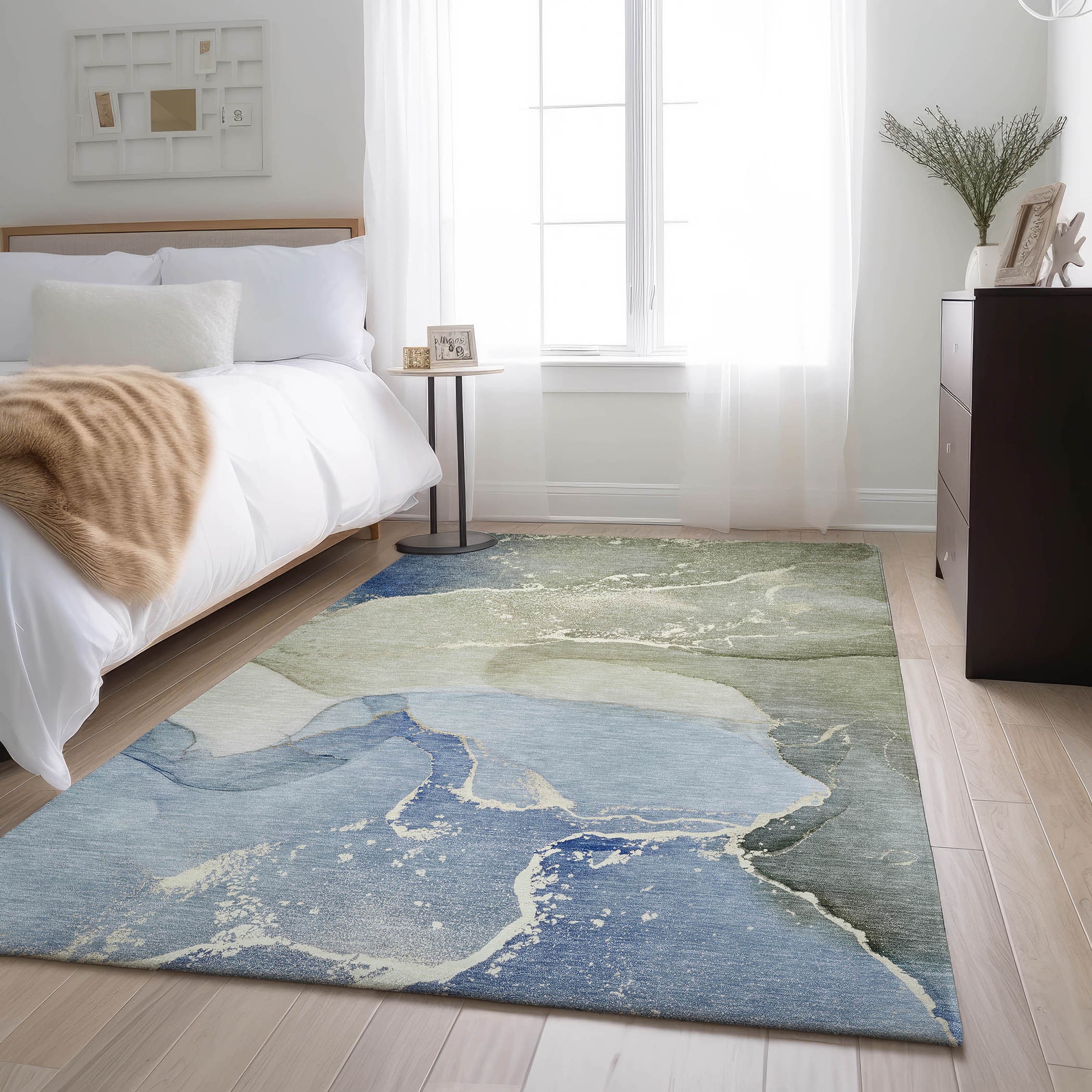 Addison Rugs AMF574BU20X30 Mayfield AMF574BU 2 x 3 (ft) Loomed Polyester Blue Rectangular Indoor Geometric Machine washable Area rug