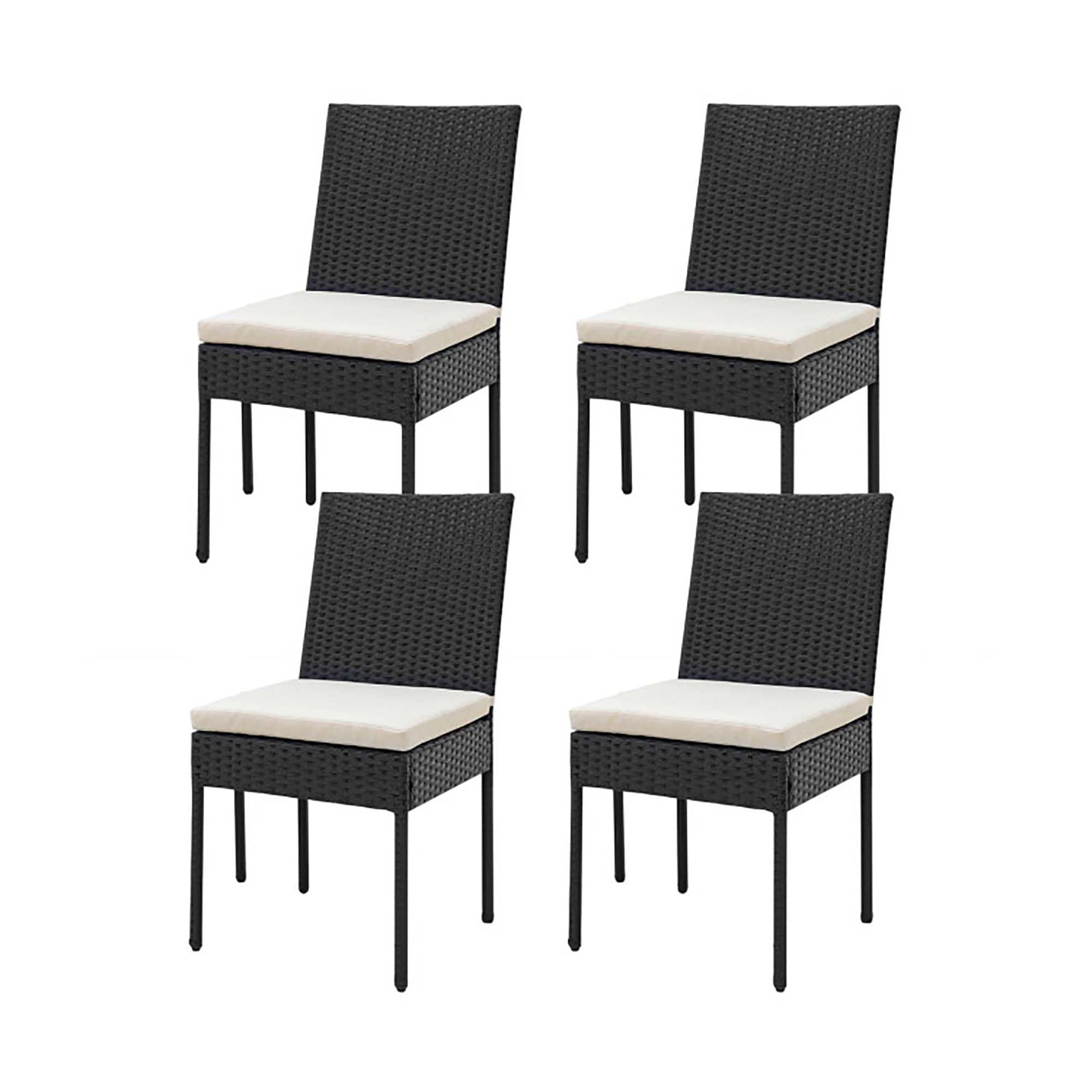 CASAINC WFEHAC-01-BR-2S Set of 4 Patio Rattan Wicker Dining Chairs Set Set of 4 Black/Gray Polyethylene Frame Stationary Adirondack Chair with Gray Solid Seat