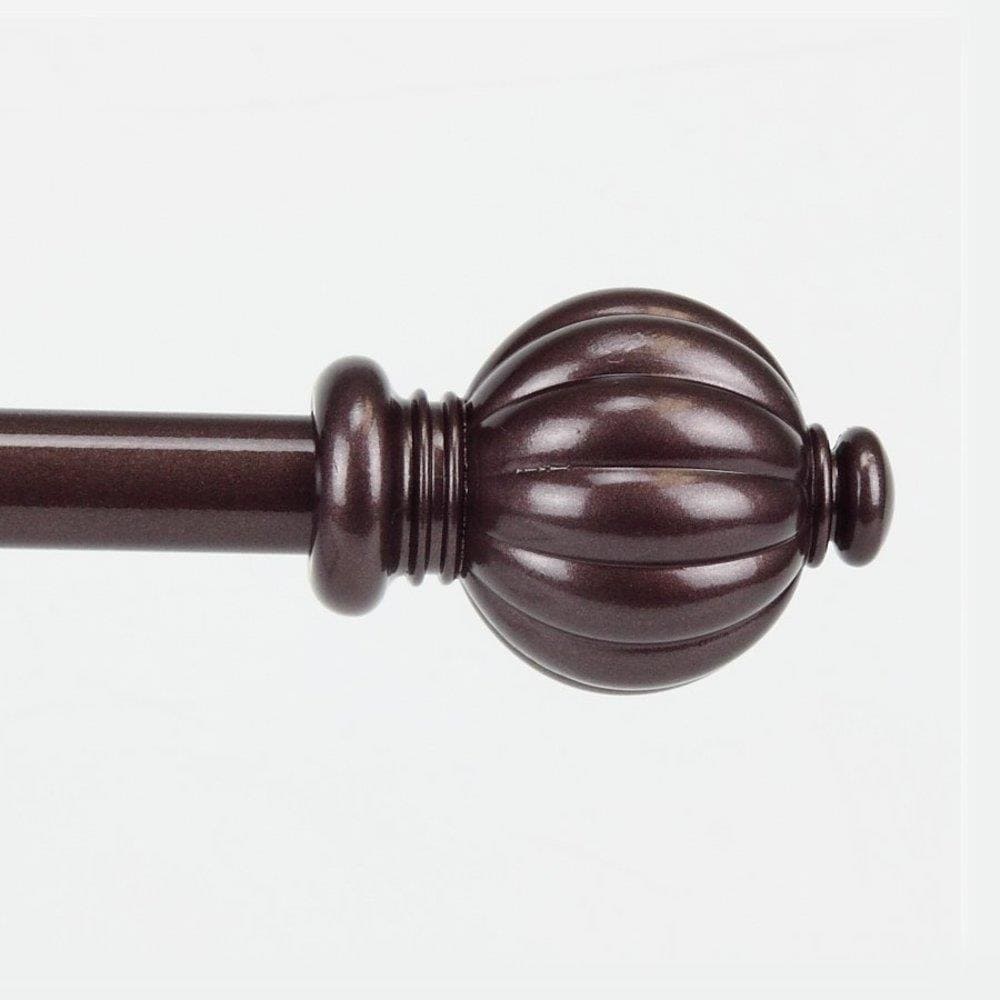 Rod Desyne 5702-487 5/8-in Pumpkin 48-in to 84-in Cocoa Steel Single curtain rod with Finials