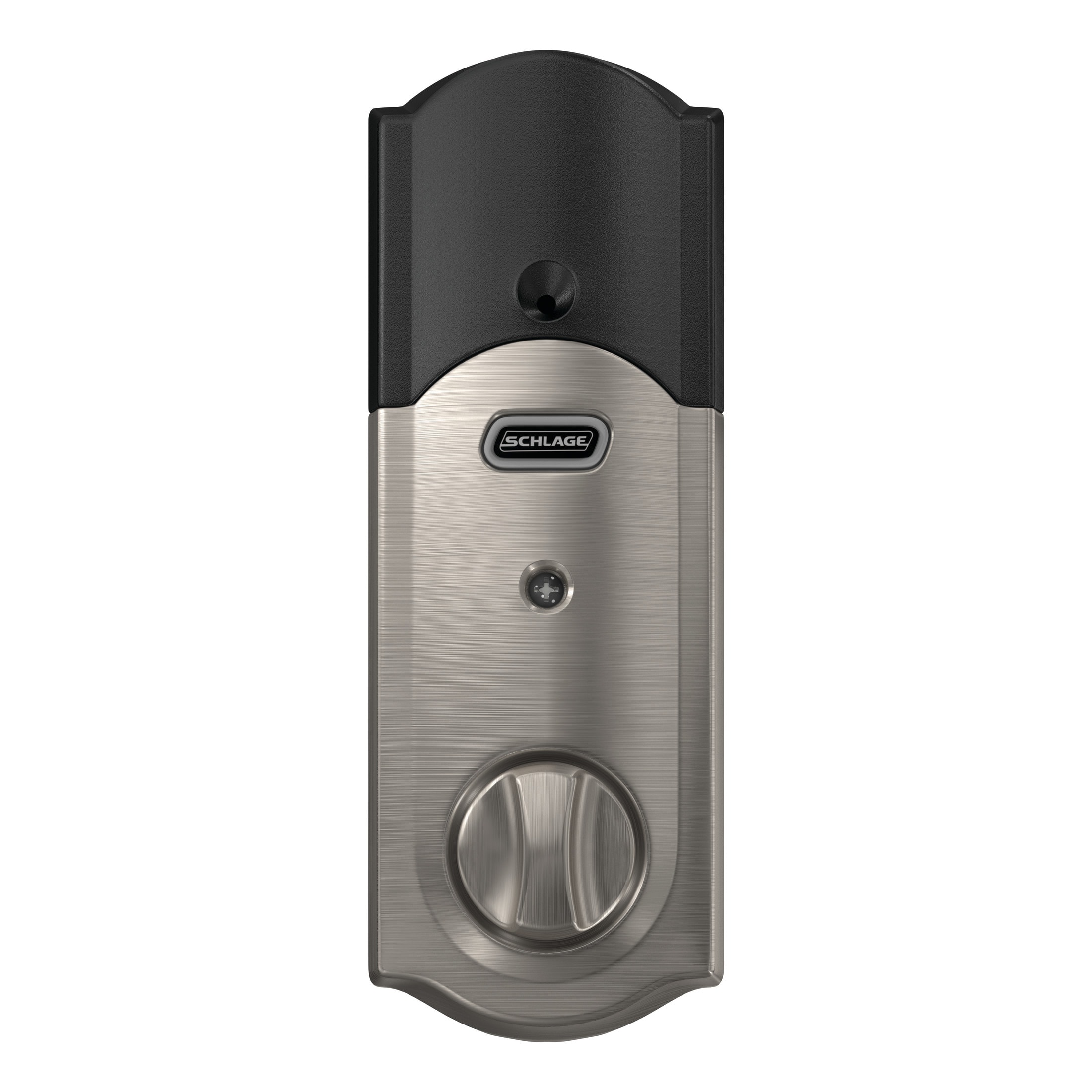 Schlage Connect Camelot Satin Nickel Wifi Single Cylinder Electronic  Deadbolt Built-In Z-wave Lighted Keypad Touchscreen Smart Lock in the  Electronic Door Locks department at