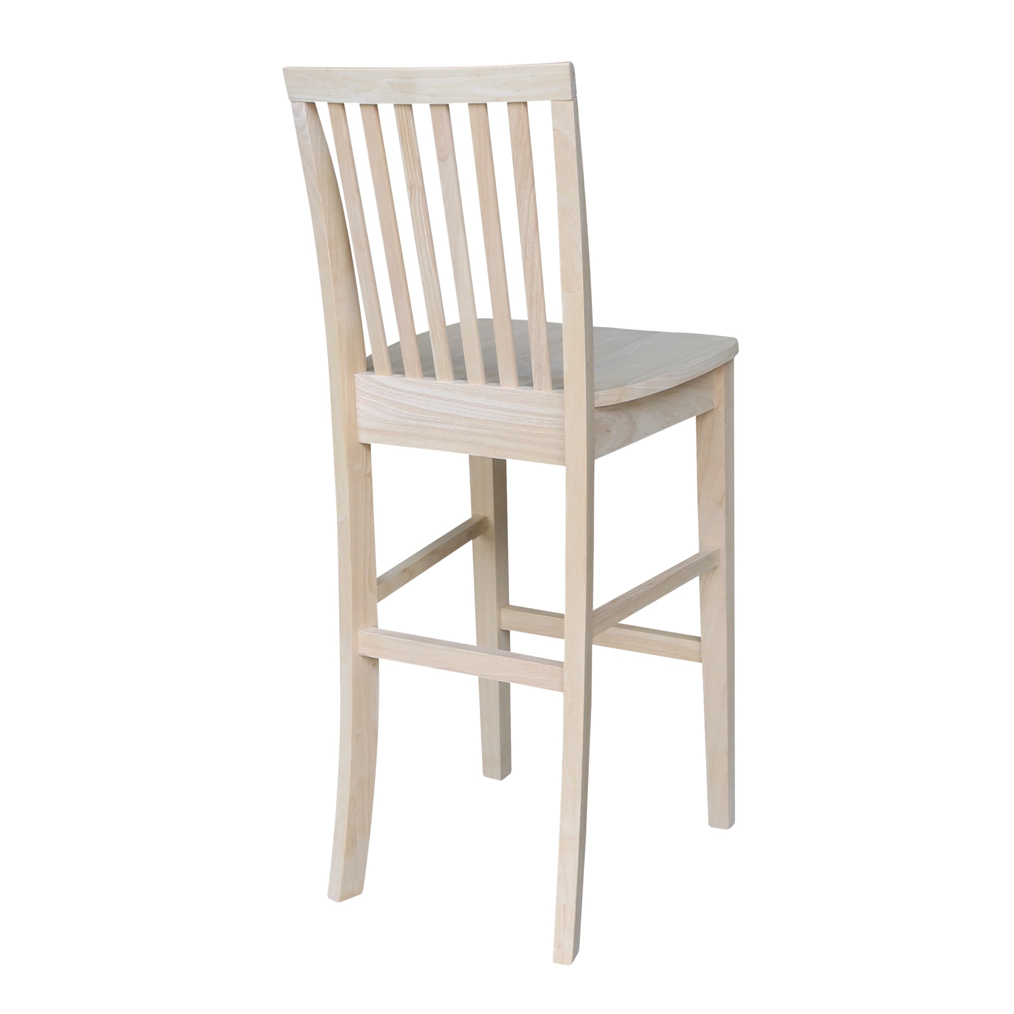 Parawood Mission Style Bar Height Stool, Unfinished Brown