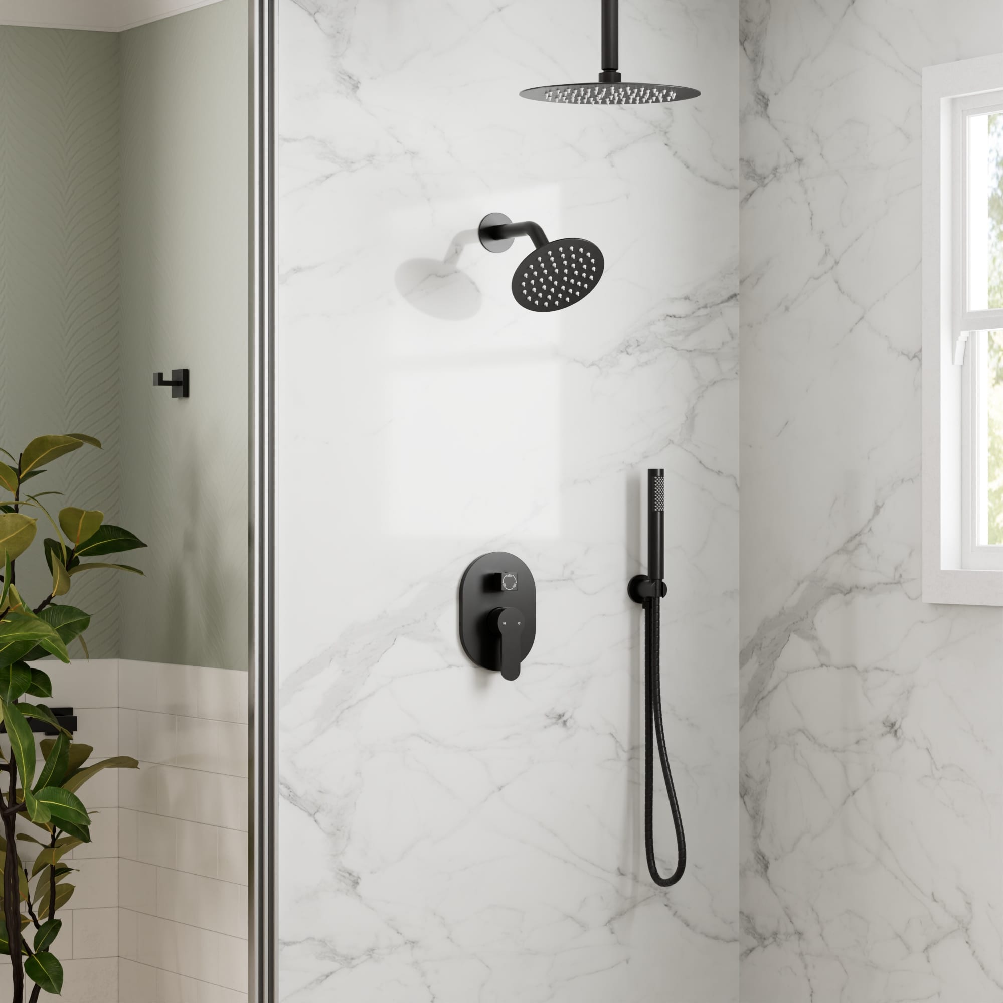 GRANDJOY FL2558-MB Tub-Shower-Faucets - View #3