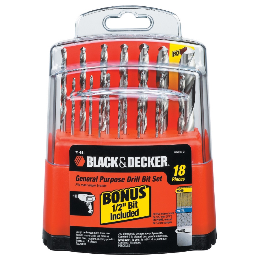 Black + Decker 18 Pc. Drill Bit Set, Drill Bits Sets, Patio, Garden &  Garage