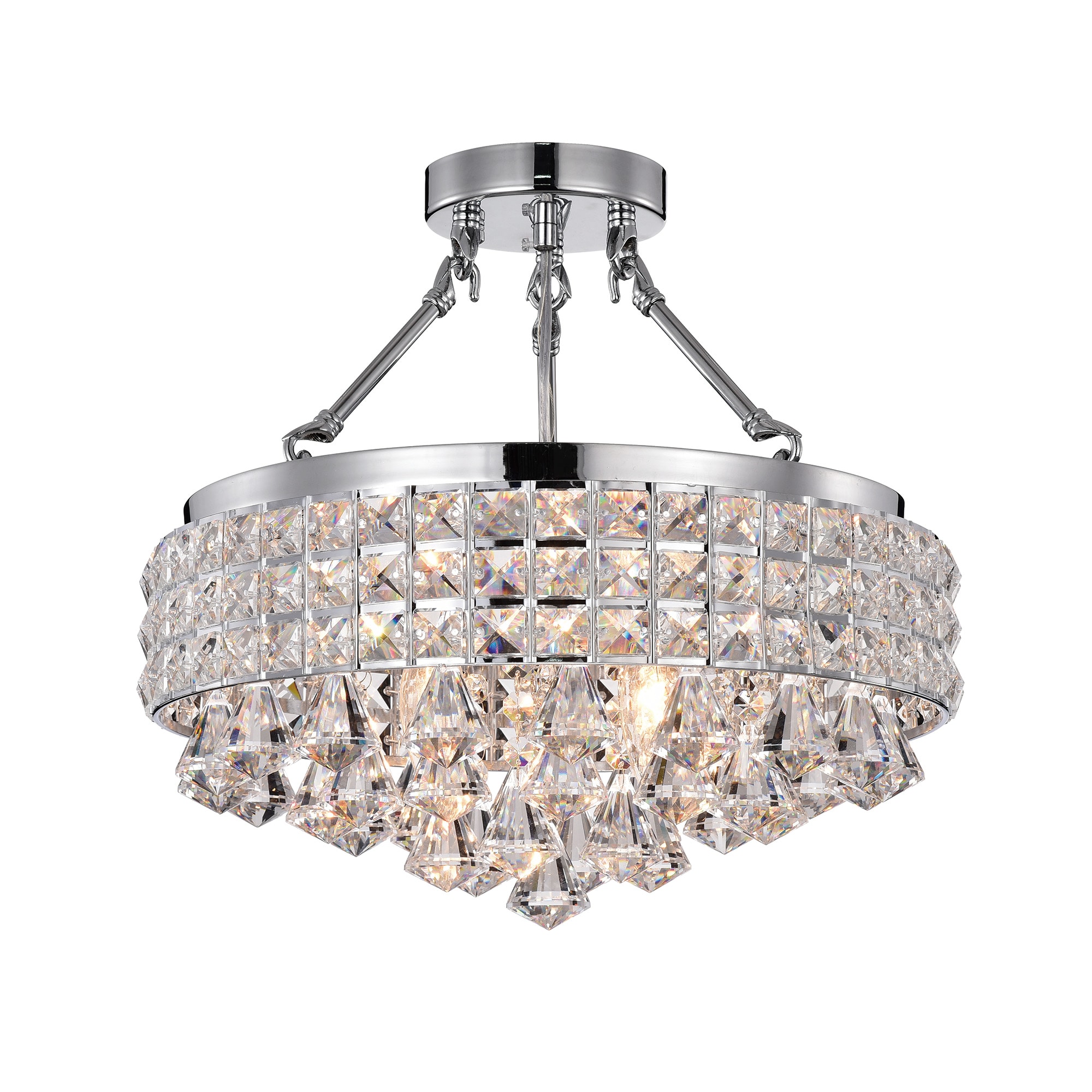Edvivi ESG4102CH 4 -Light 15-in Burnished Chrome Semi Flush Mount Light