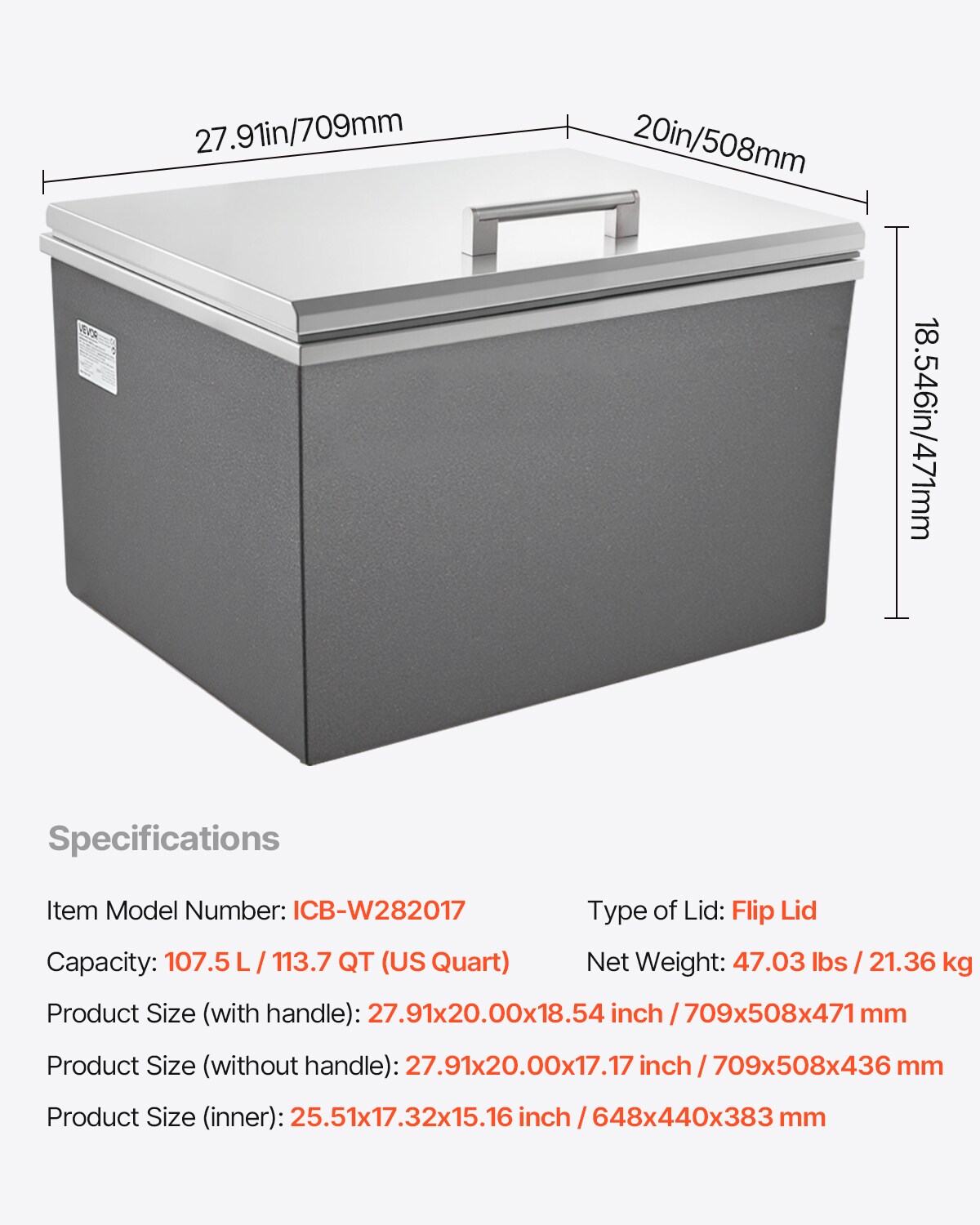 VEVOR QRSJ28X18X17XCE1KV0 Ice-Buckets - View #8