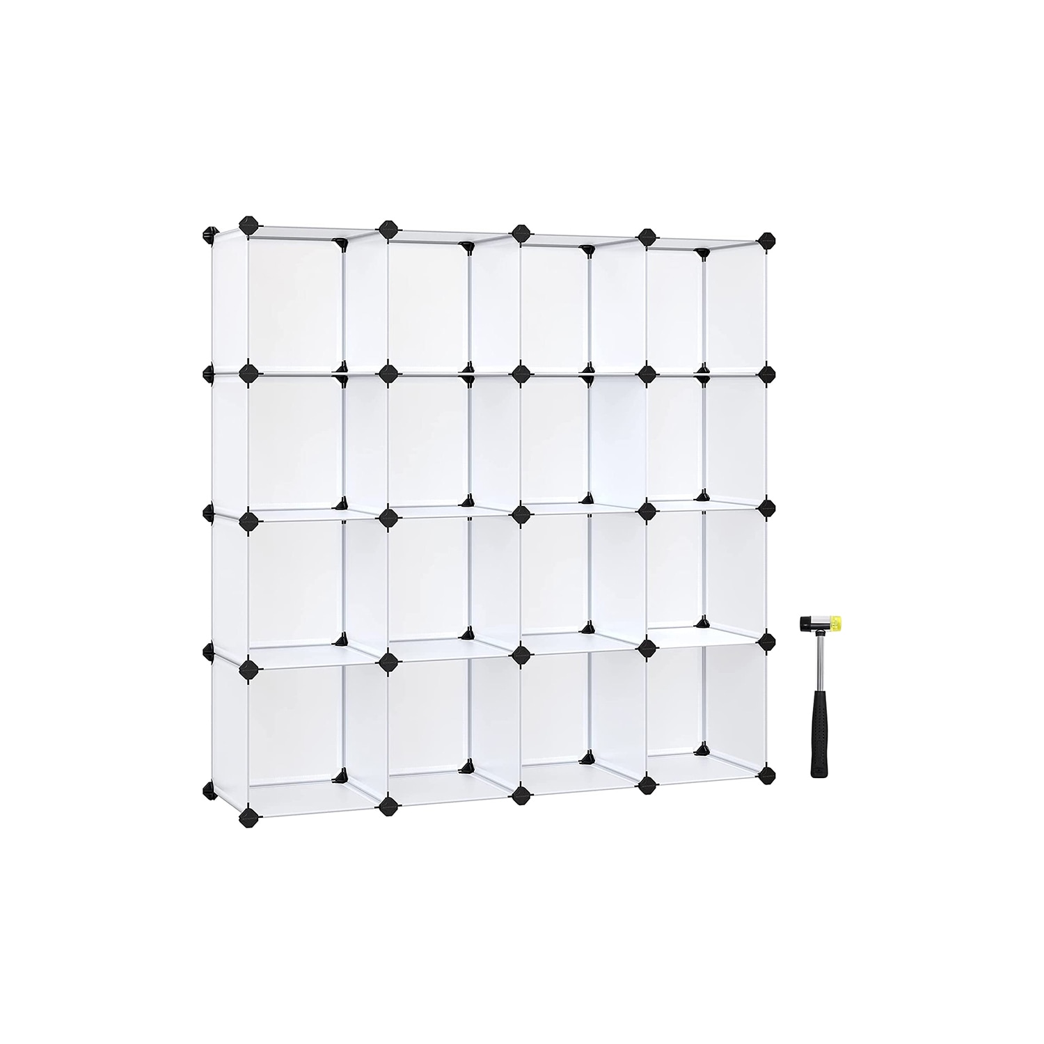 Slickblue Set of 16- Cube Storage Organizer- PP Plastic Metal Wire Frame for Bedroom Living Room Office- Black/ White