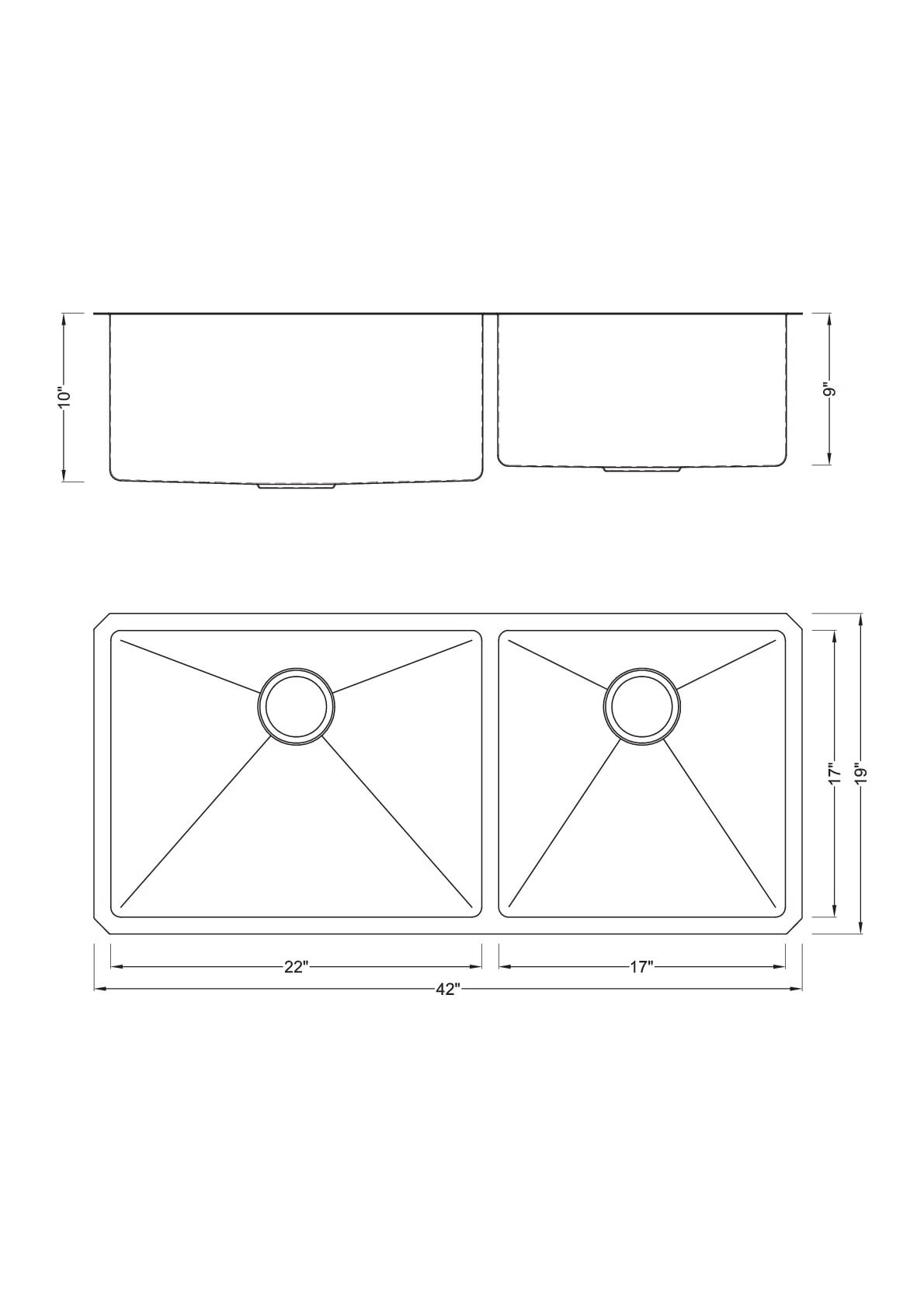 EModernDecor Undermount 42 In X 19 In Stainless Steel Double Offset   14860271 