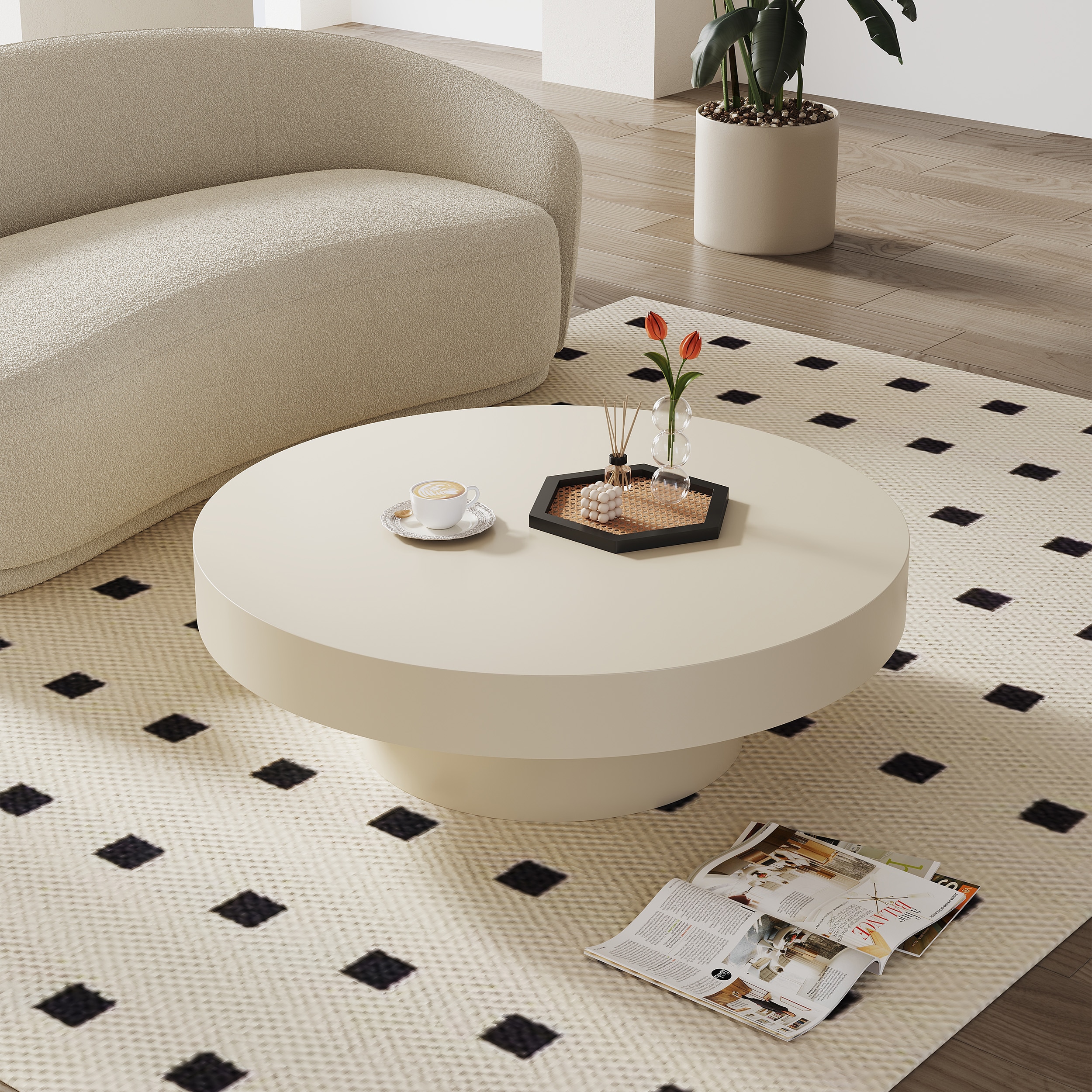  KY-8871 Off-white Modern Coffee Table