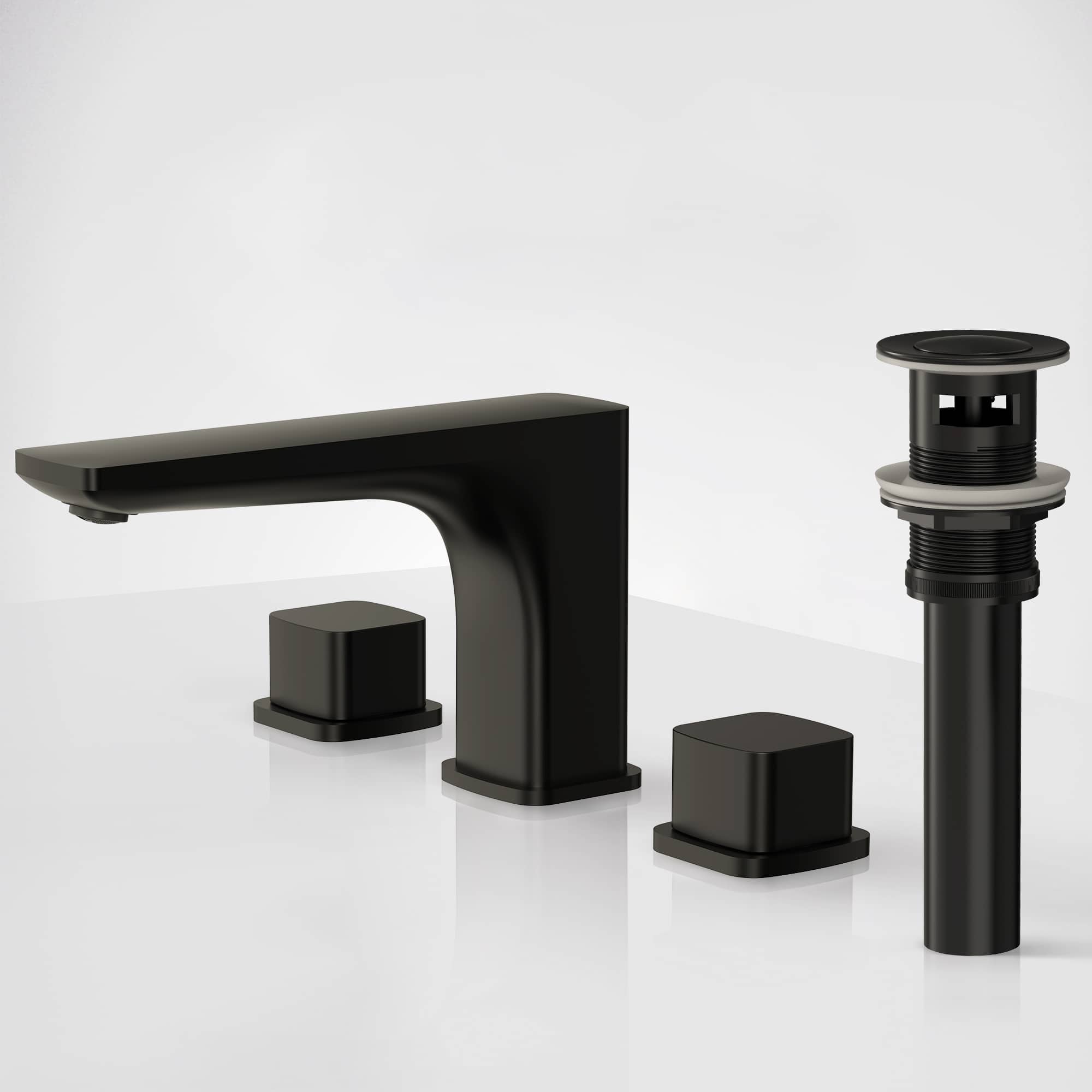 EVERSTEIN Matte Black Widespread Bathroom Sink Faucet 3-Hole 2-Handle Solid Brass Construction Bathroom Faucet Pop-Up Drain Included 1.2GPM