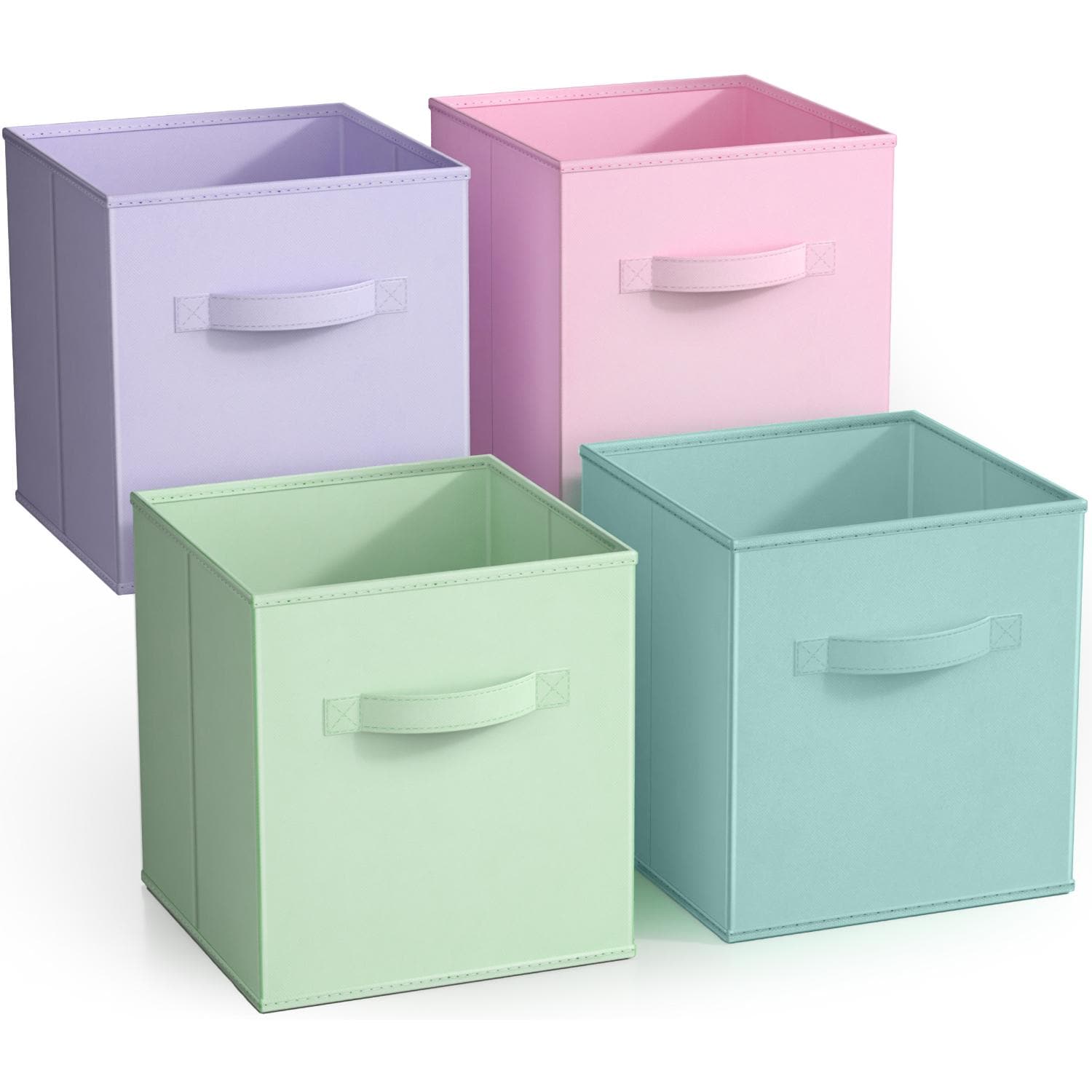 SORBUS STRG-BIN-PASSET2-4PK ( 10.5-in W x 12-in H x 10.5-in D ) Cool Pastel Colors Polyester Collapsible Bin
