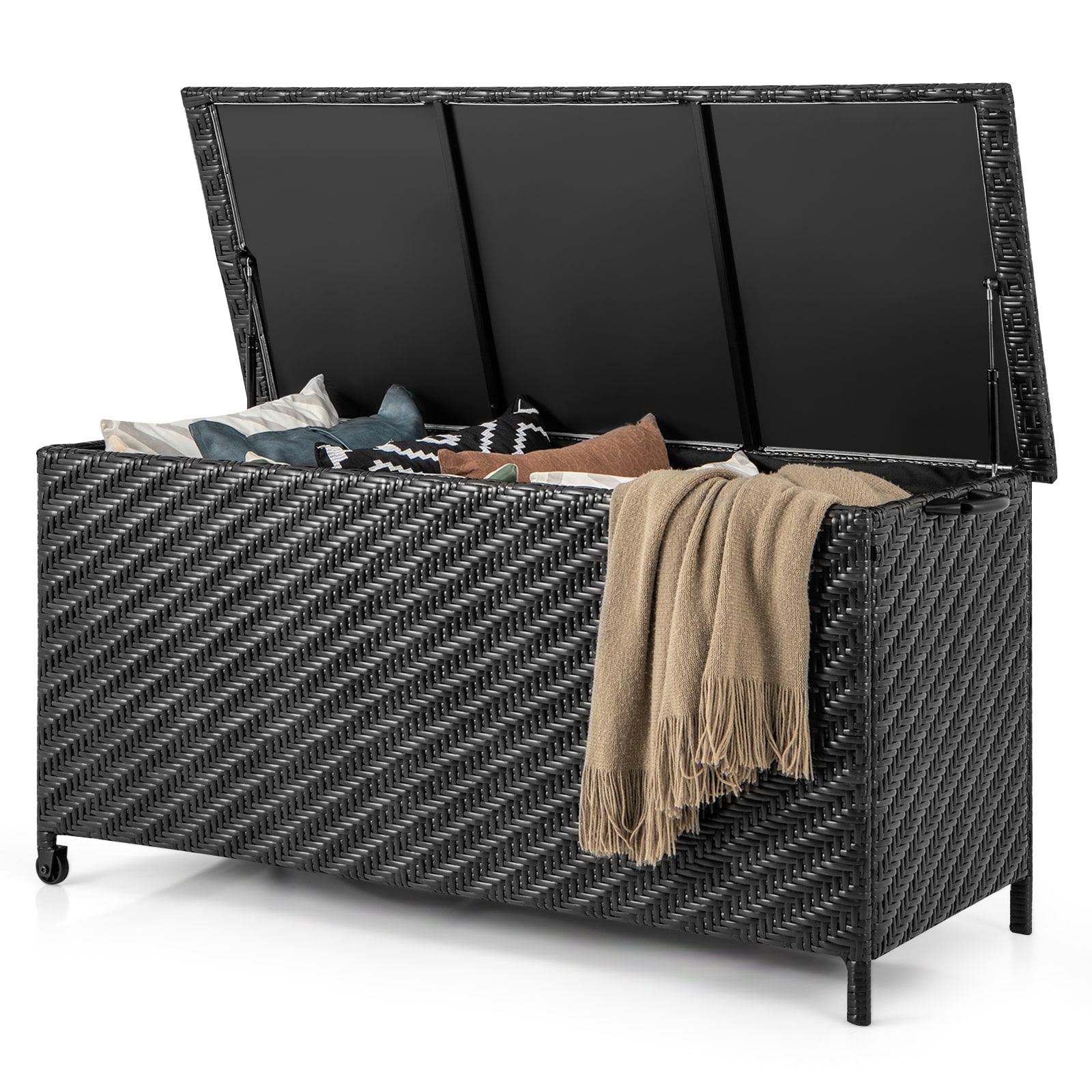 Slickblue D-CO-KD31511PN 54 x 22 85-Gallon Brown PE Rattan Patio Deck Box