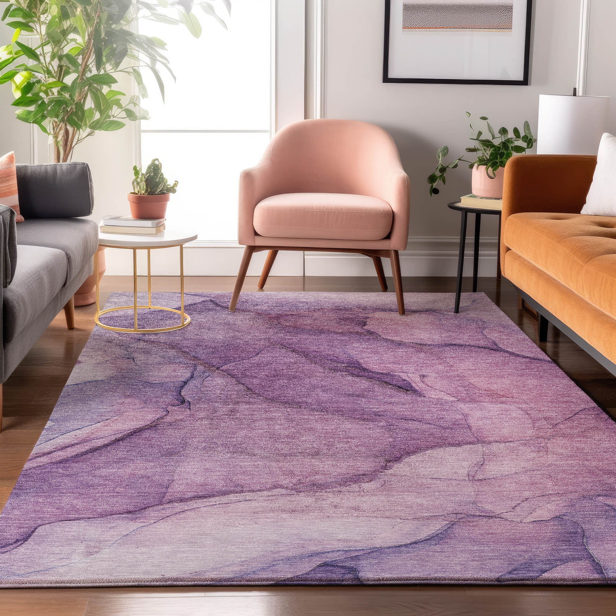 Addison Rugs AMF607PP3X5 Mayfield AMF607PP 3 x 5 (ft) Loomed Polyester Purple Rectangular Indoor Geometric Machine washable Area rug