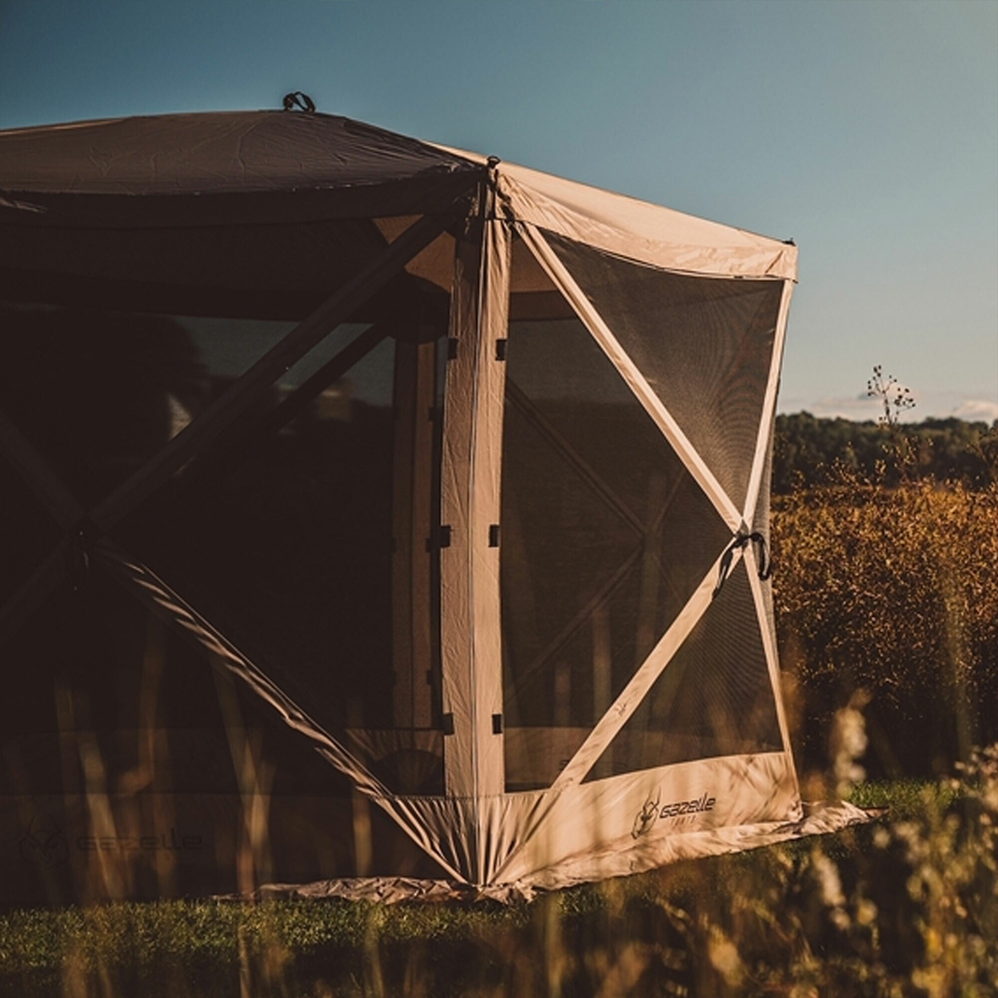 Desert Sand Portable 5-Sided Gazebo with Mesh Windows