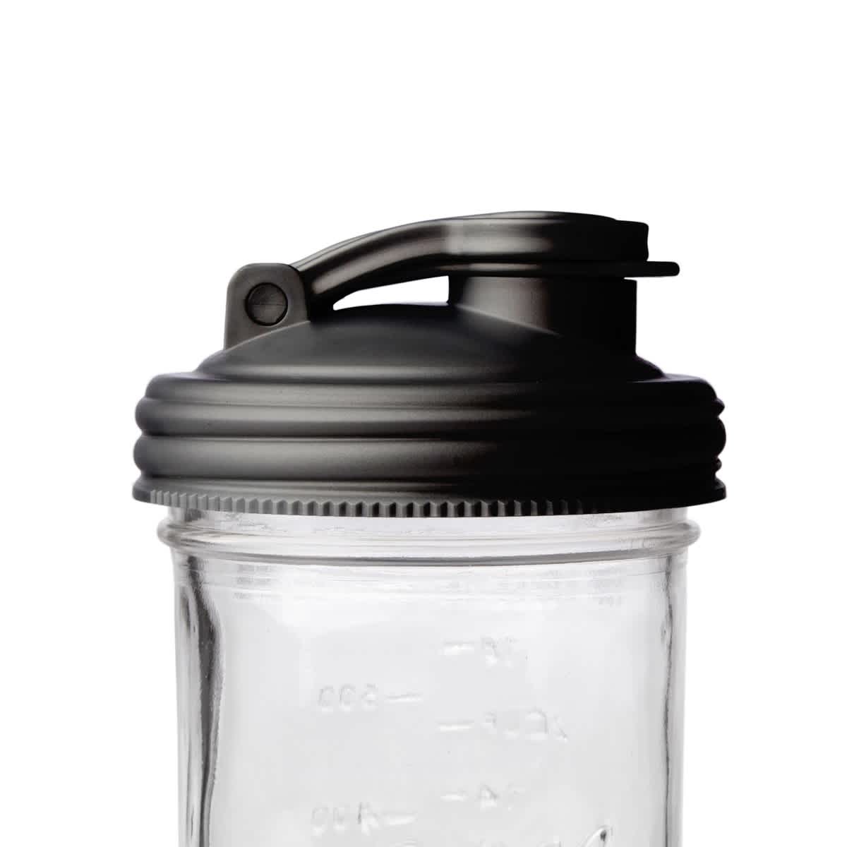 Lehman's reCAP Mason Jar Pour Lid with Foldout Carry Loop - Wide Mouth with Leak-Proof Seal - USA Made - Black