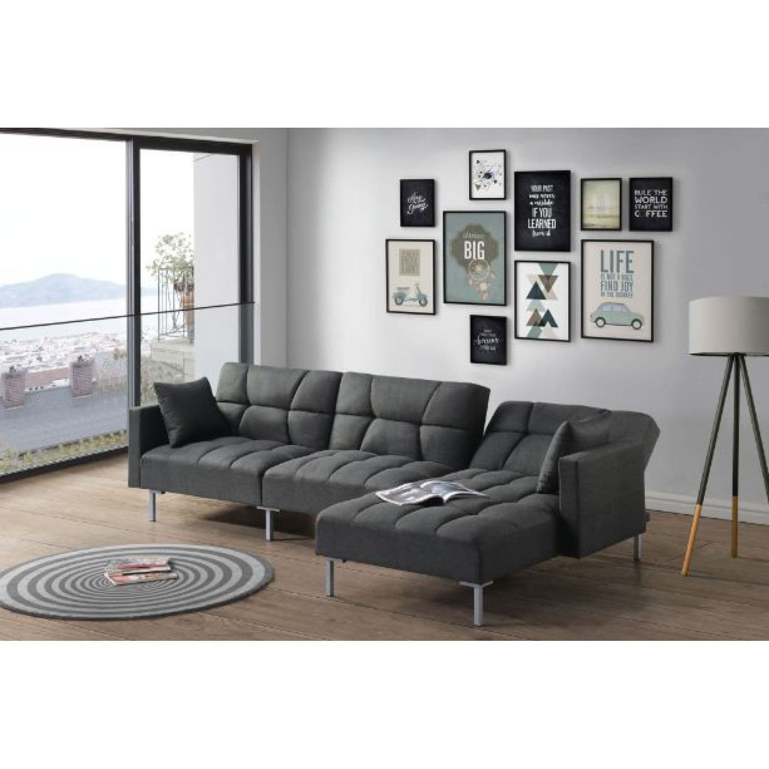 JASMODER 50485 57.00-Inches Modern Gray Sofa