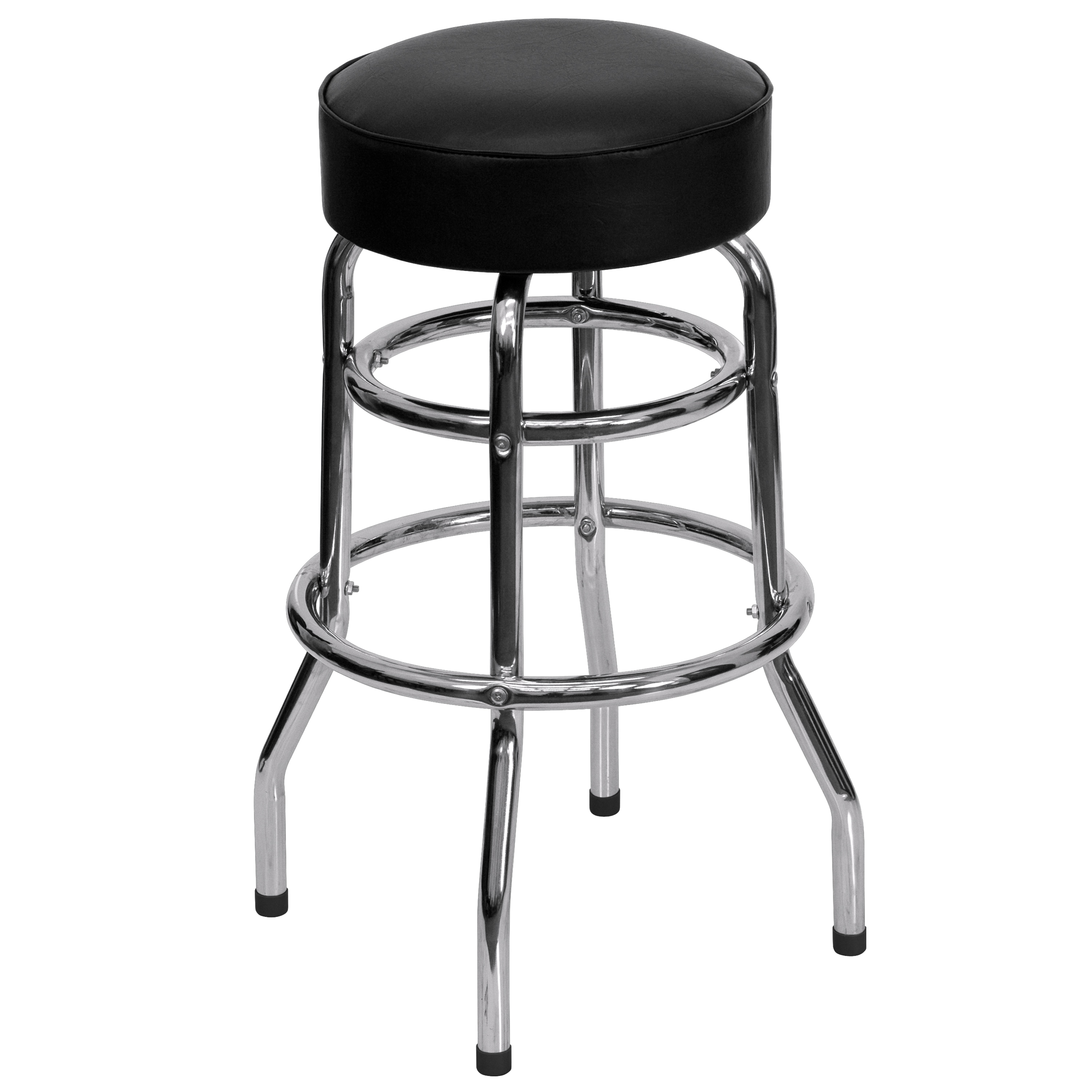Flash Furniture 847254070911 Black 30.25-in H Bar height Round seat Upholstered Swivel Metal Bar Stool