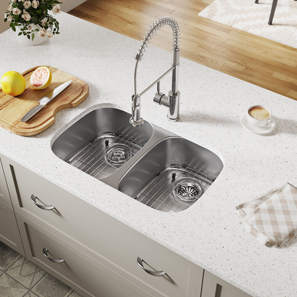 MR Direct 510-16-ENS Undermount 29.25-Inches x 18.5-Inches Stainless steel Stainless steel Double equal bowl 16 -Gauge Kitchen Sink