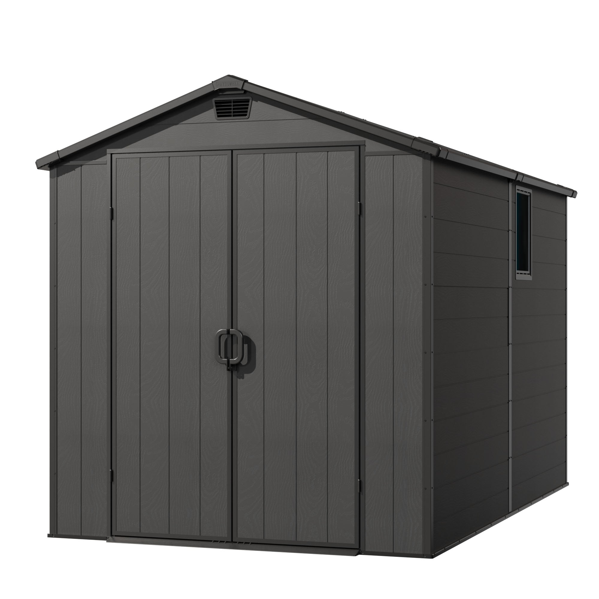 Patiowell WES-EN610-DGY 6-ft x 10-ft Black Gable Resin Storage Shed (Floor Included)