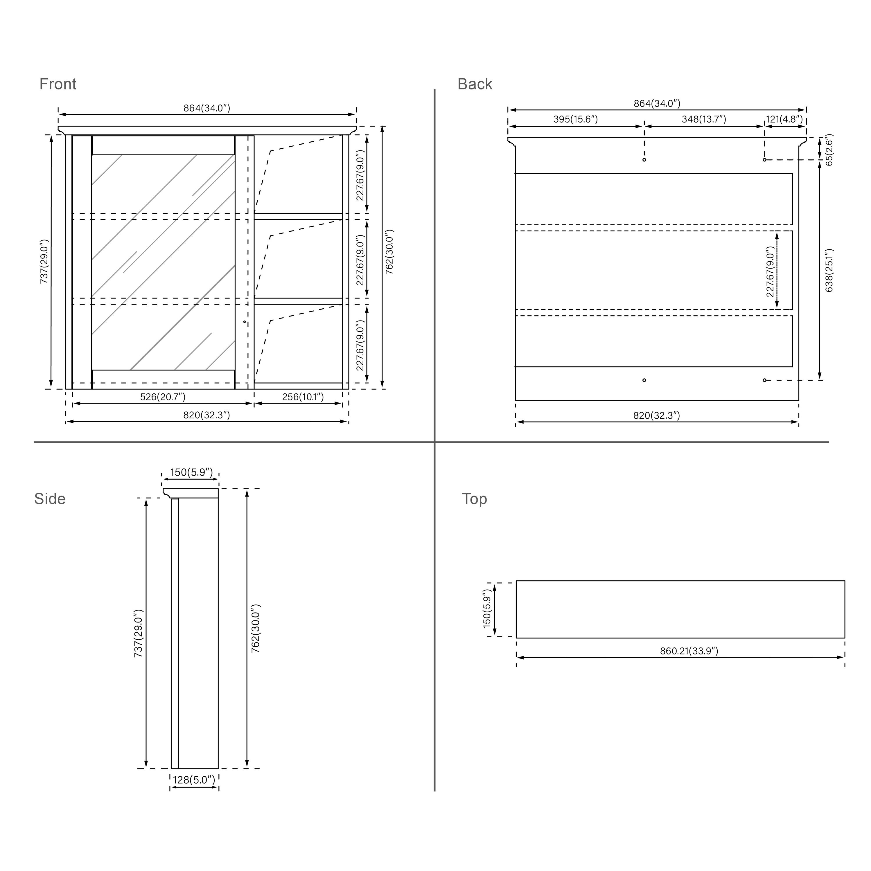 Forclover MF03ZC-WD34TG Bathroom-Medicine-Cabinets - View #14