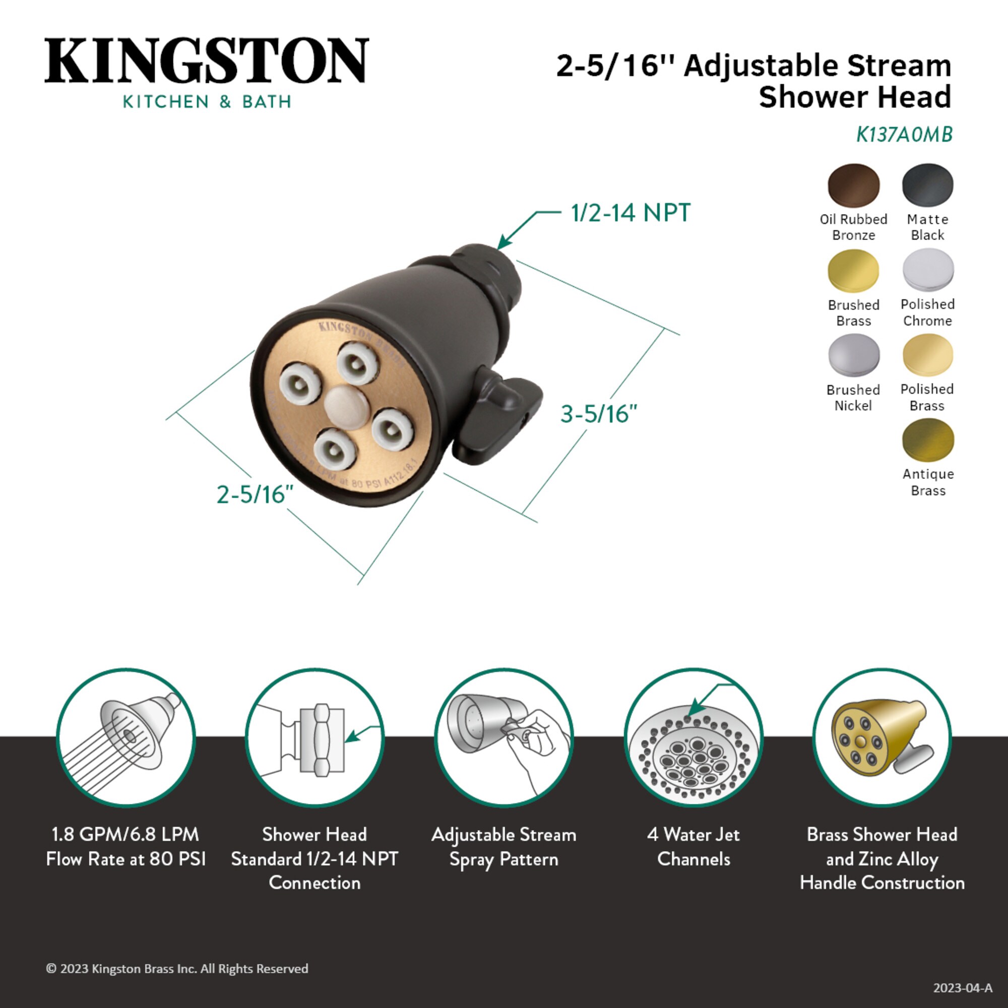 Elements of Design DK1372 Fixed-Showerhead - View #3