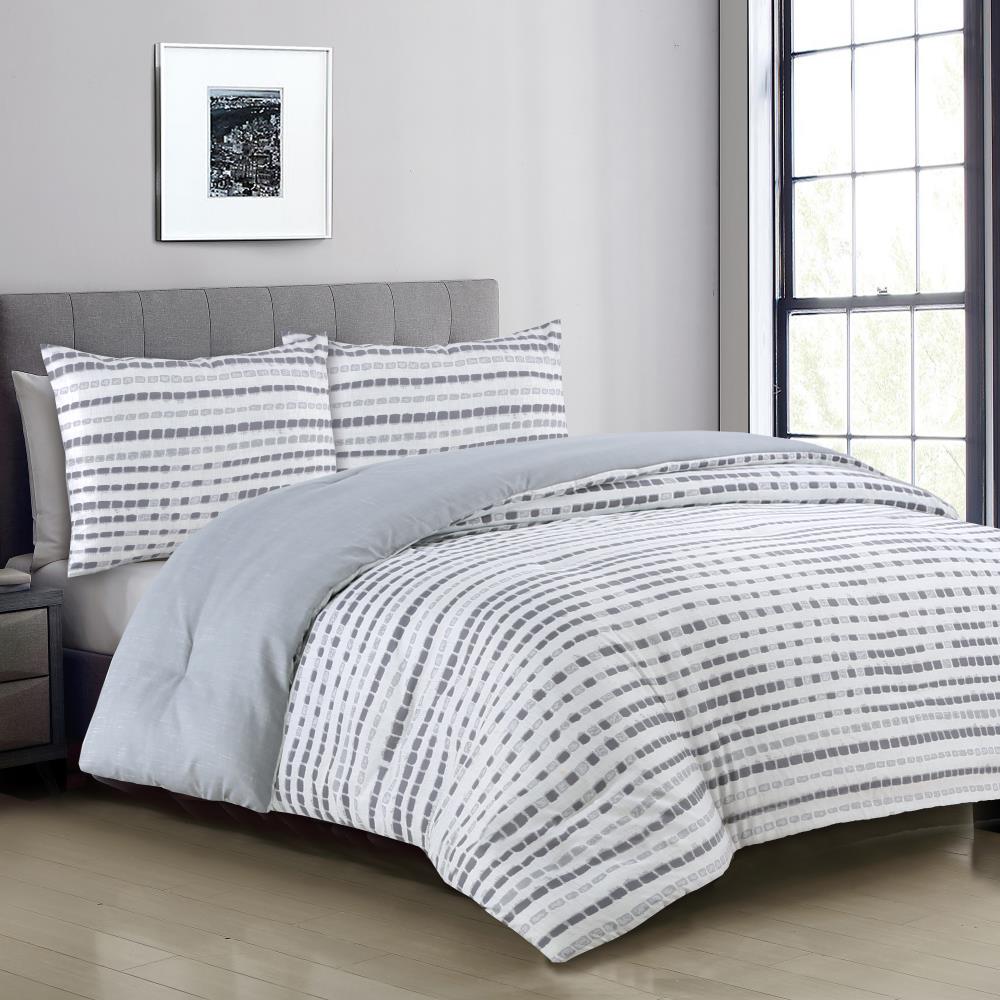Estate Collection Nara Grey and White Abstract Reversible Twin Comforter  Microfiber in the Comforters & Bedspreads department at