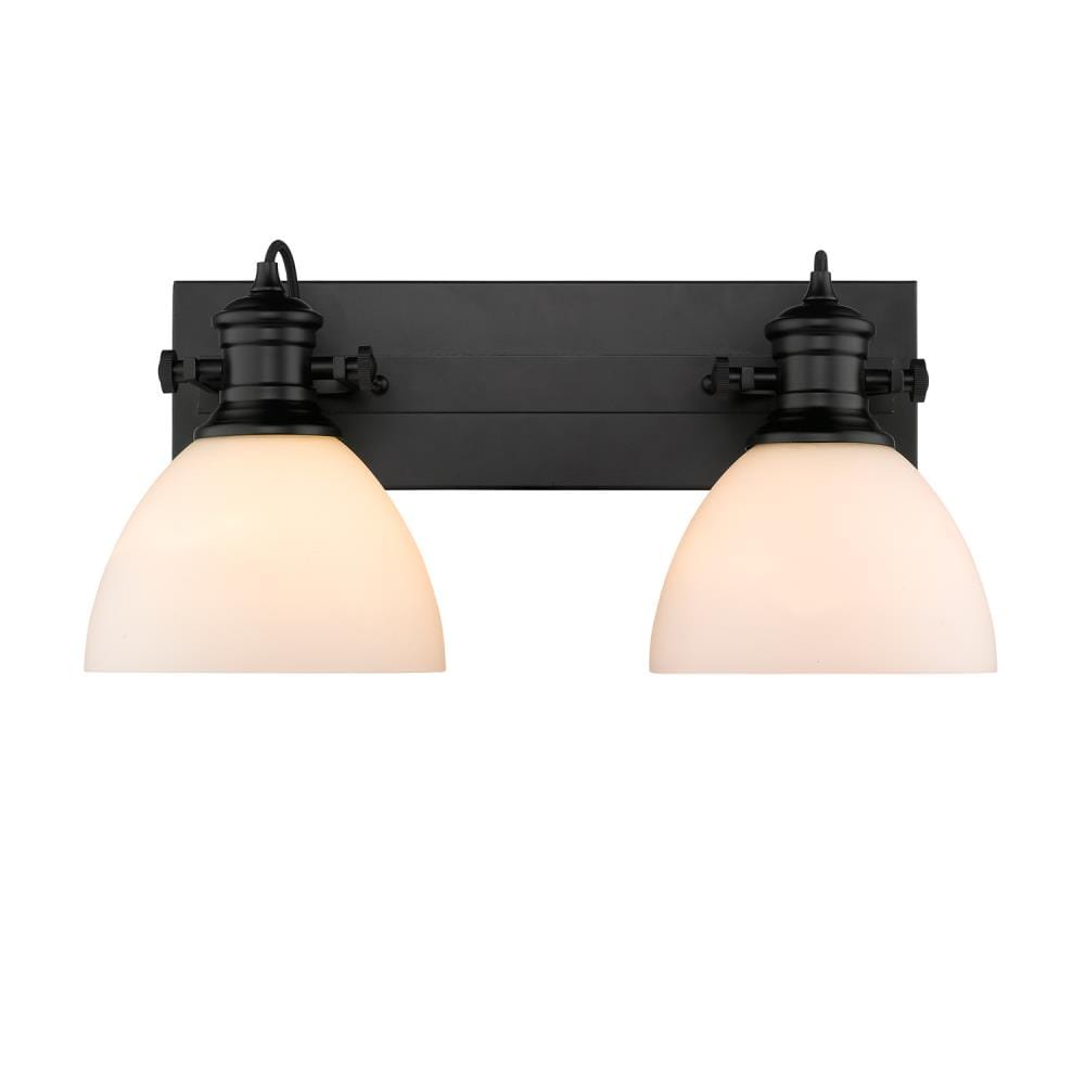Golden Lighting 3118-BA2 BLK-OP Hines 17.875-in 2 -Light Polished Black Transitional Vanity light