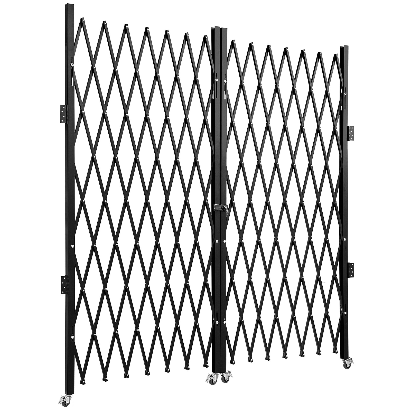 VEVOR Double Folding Security Gate 87-in x 150-in Black Steel Recessed ...