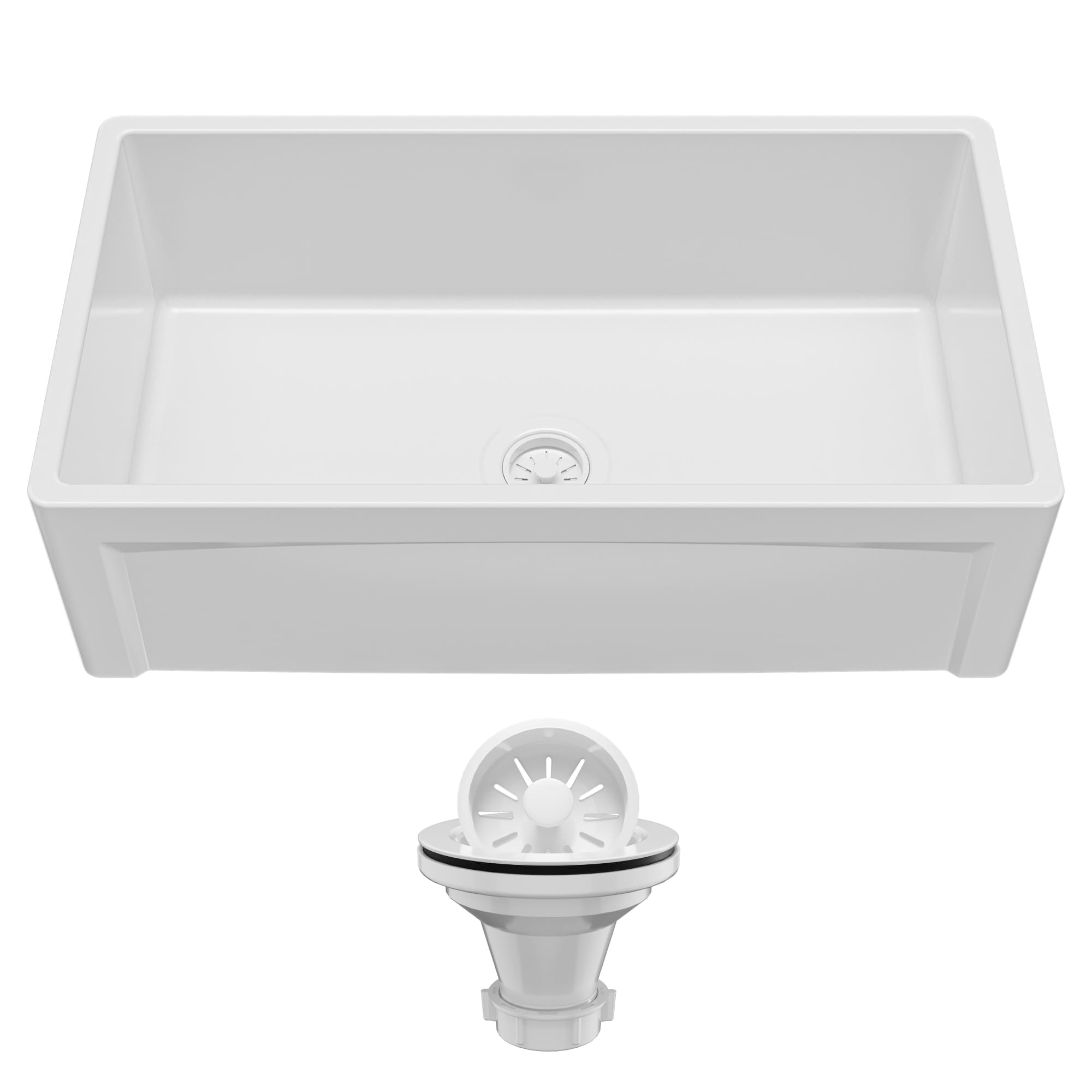 Karran Farmhouse apron front 33-in x 18-in Fireclay Single bowl Kitchen Sink