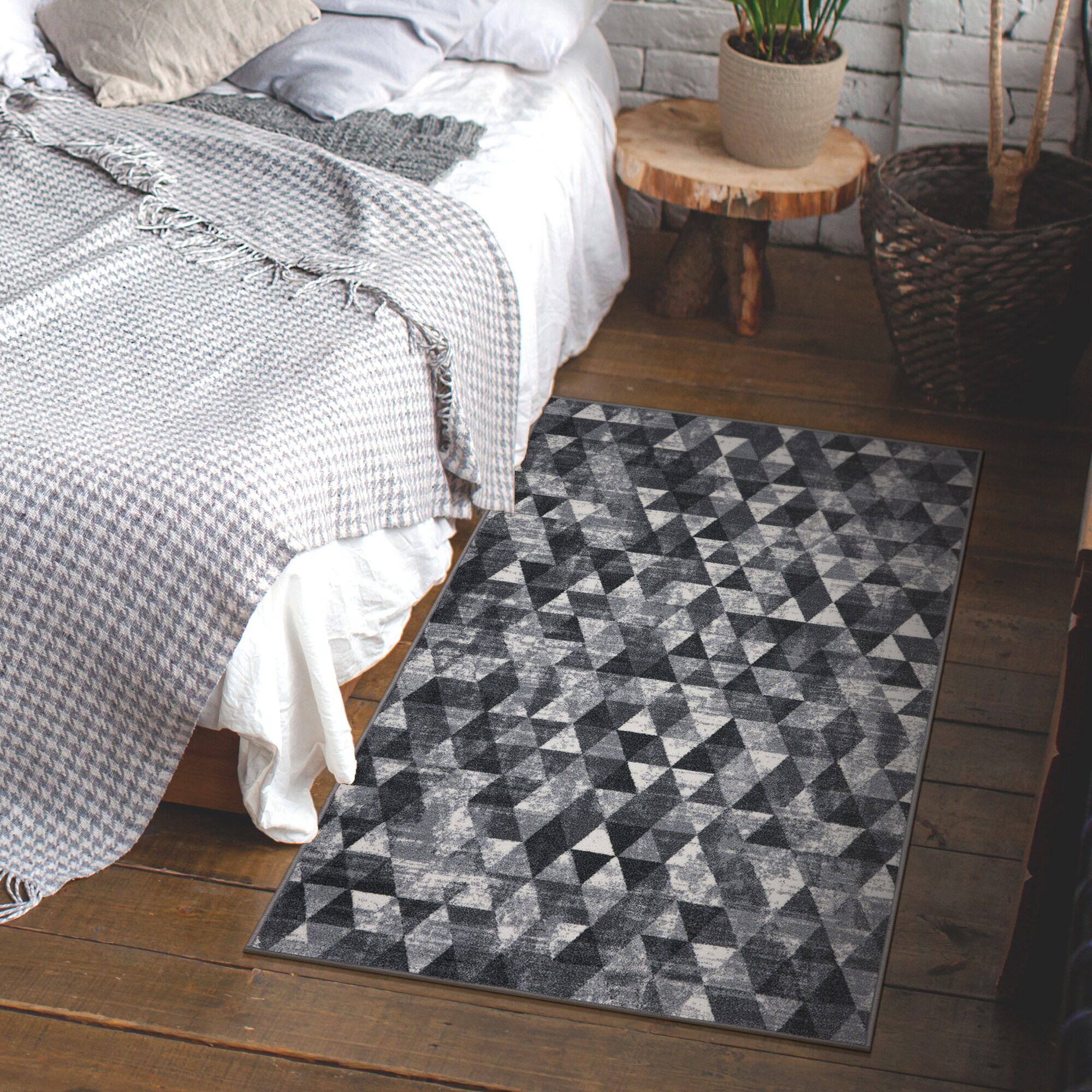 Ottomanson CLS7033-3X5 Classics 3 x 5 (ft) Loomed Nylon Gray Rectangular Indoor Geometric Mid-Century Modern Area rug