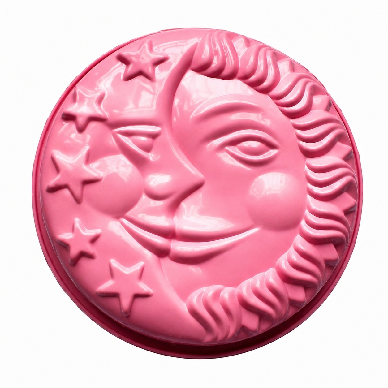 DHMHD Silicone Cake Pan 9 Inch Round Sun Moon Stars Face Baking Mold ...