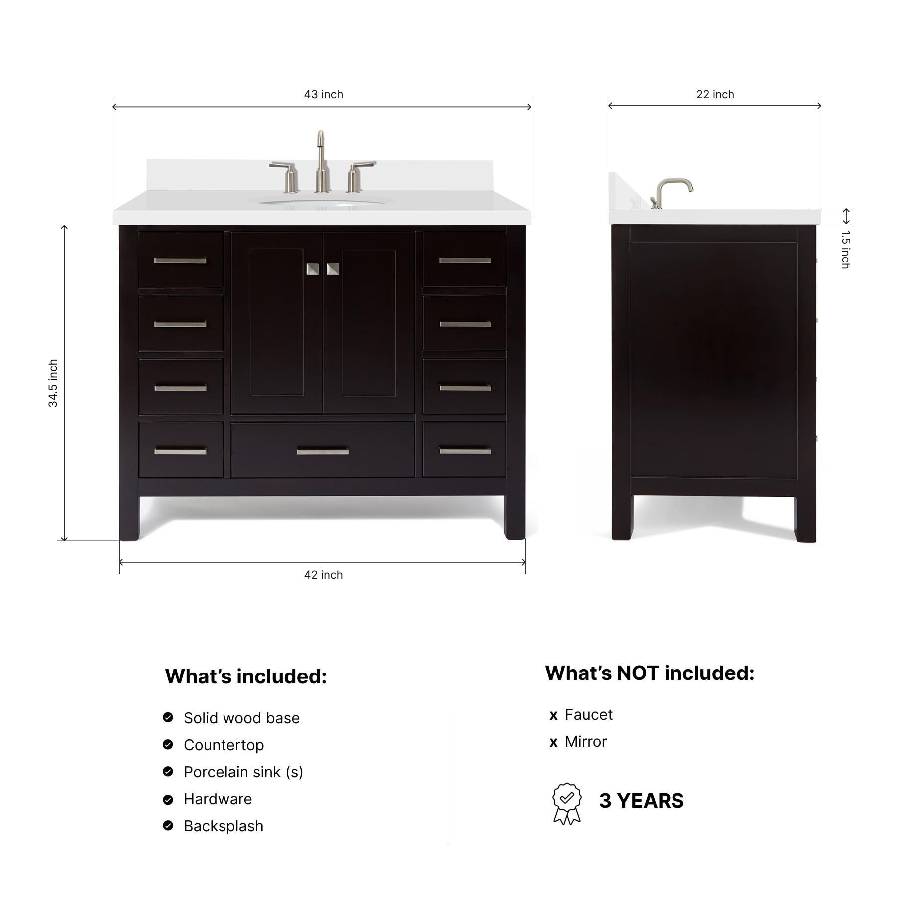 ARIEL A043SWQOVOESP Bath-Vanity-Combo - View #3