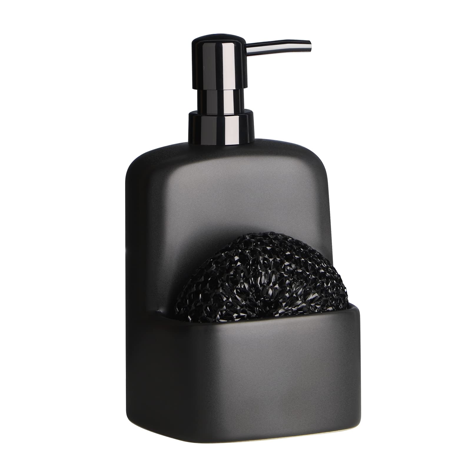 Aoibox  Matte Black Ceramic Soap Dispenser and Lotion Dispenser 20 oz with Built In Integrated Sponge Holder