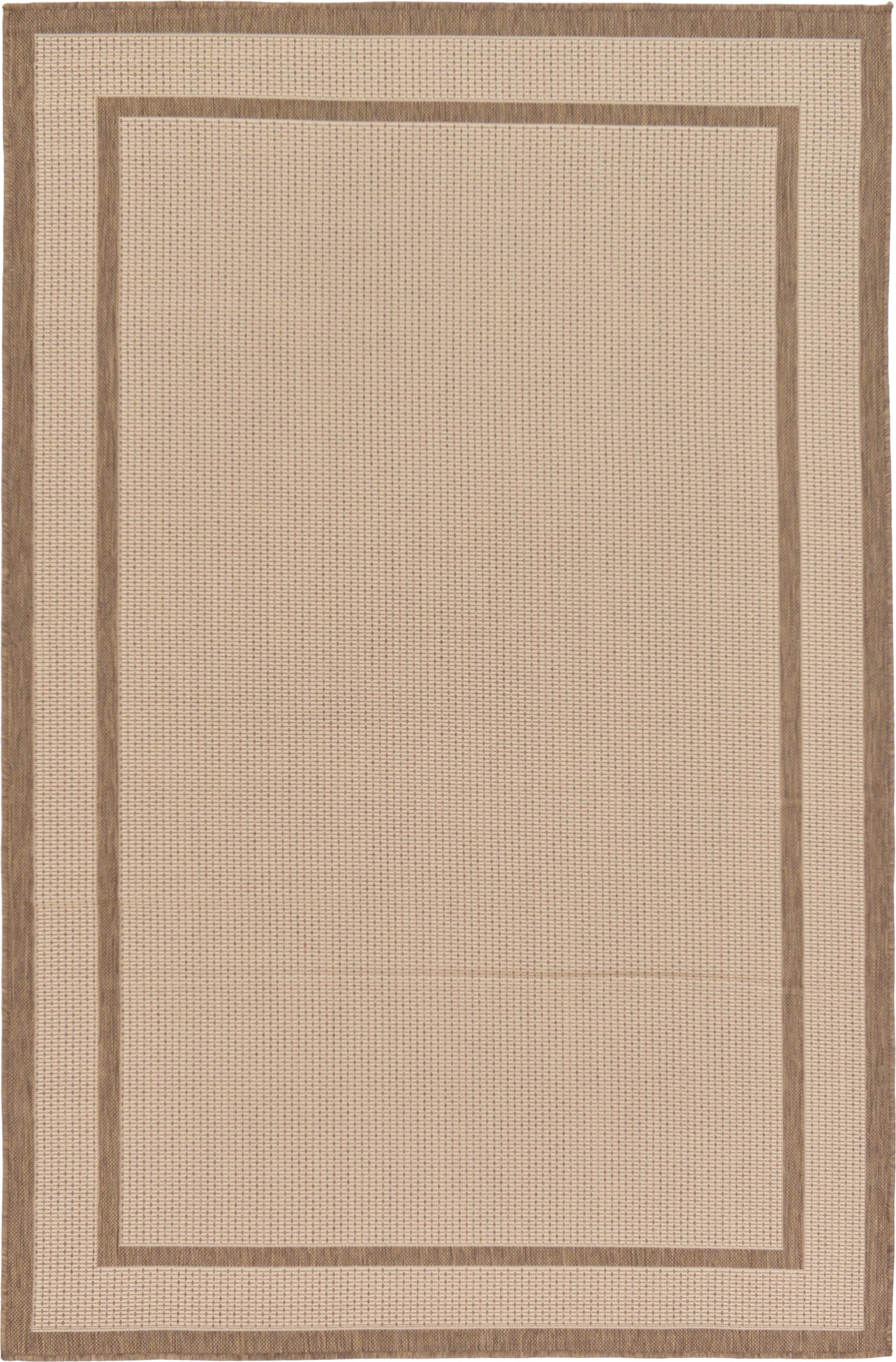 Unique Loom 3126577 Border Outdoor 5 x 8 (ft) Loomed Polypropylene Brown/Beige Rectangular Indoor/Outdoor Border Industrial Area rug