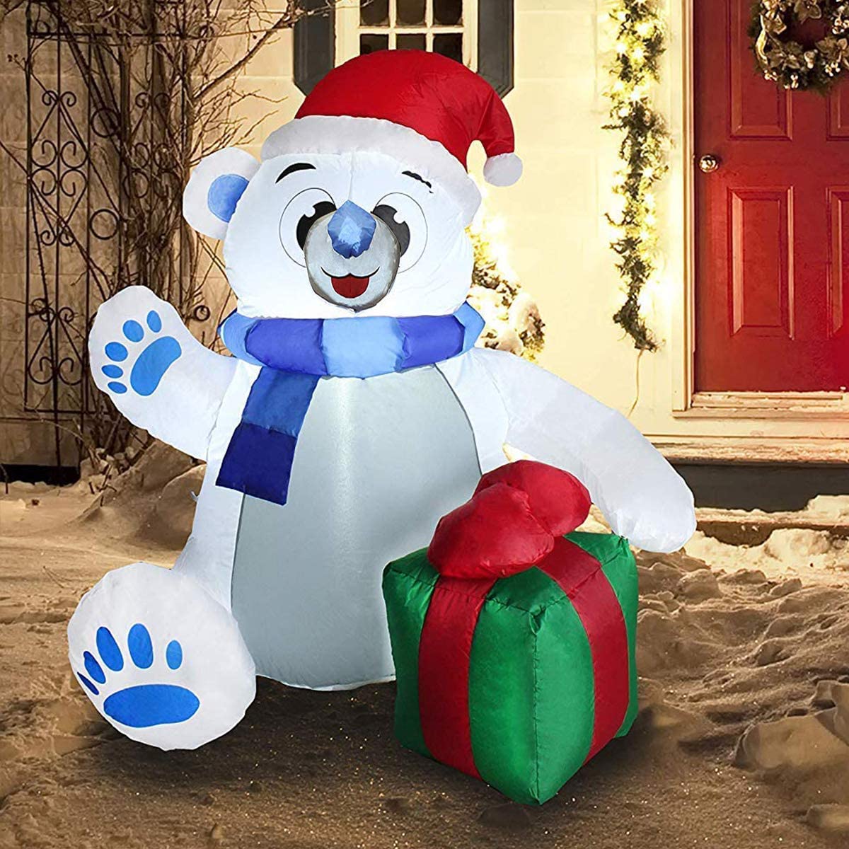 Joiedomi 4-ft Lighted Bear Christmas Inflatable in the Christmas ...