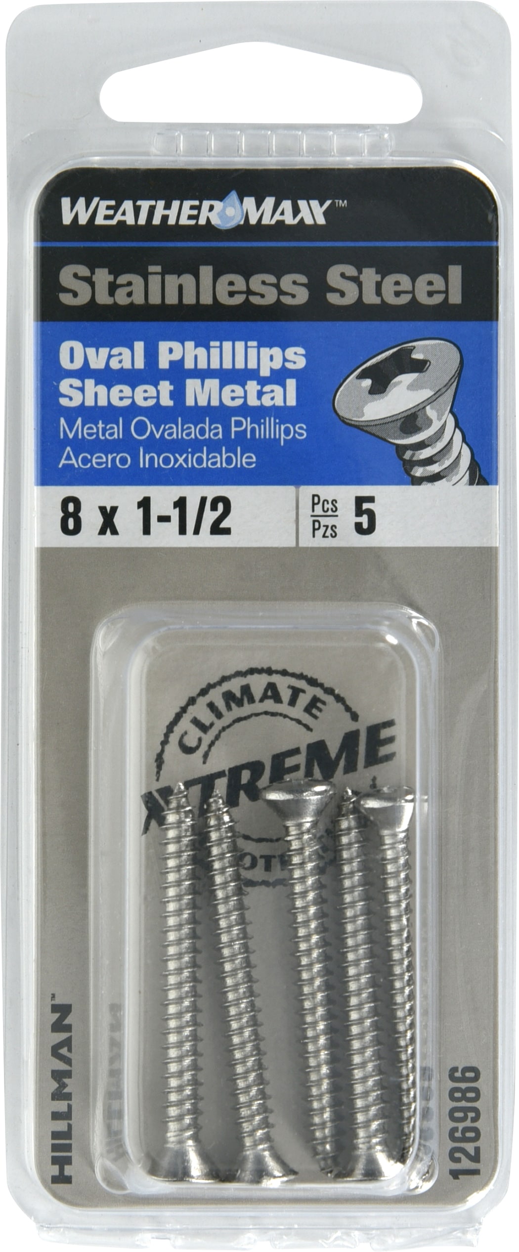 Hillman 126986 #8 x 1-1/2-in Phillips -Drive Standard Sheet Metal Screws 5 -Count