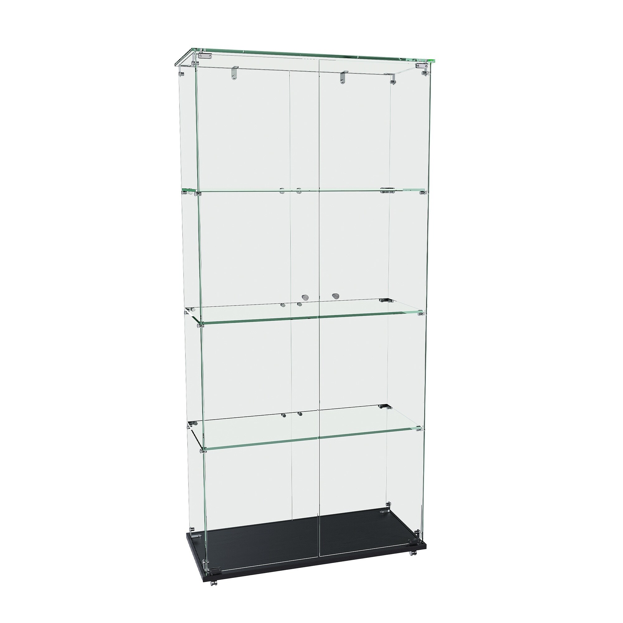 Horizons Prime - 28 inch x 12 inch x 63 inch Black MDF 4-Tier Glass Display Cabinet with 5 Dynami...