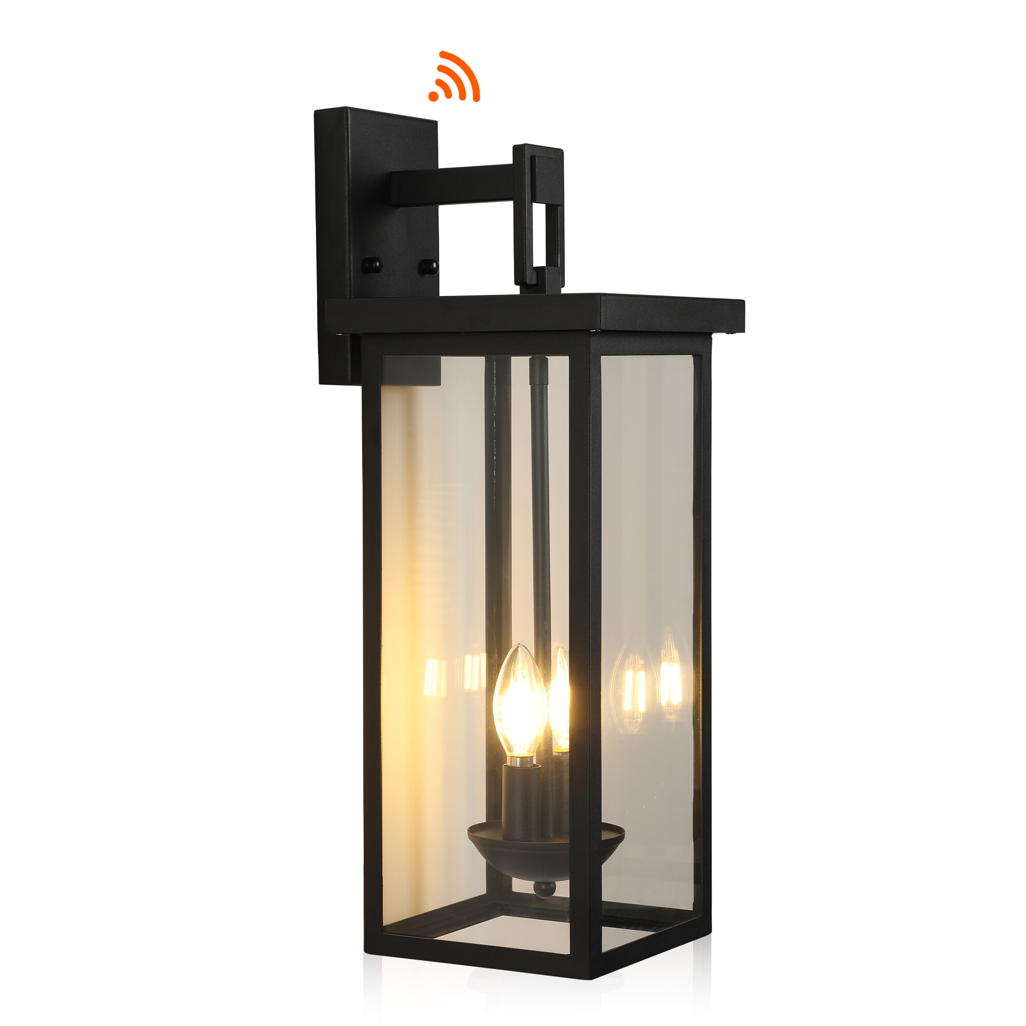 Poinic - 2 -Light 19.7-in H Black Hardwired Dusk to Dawn Outdoor Wall Light