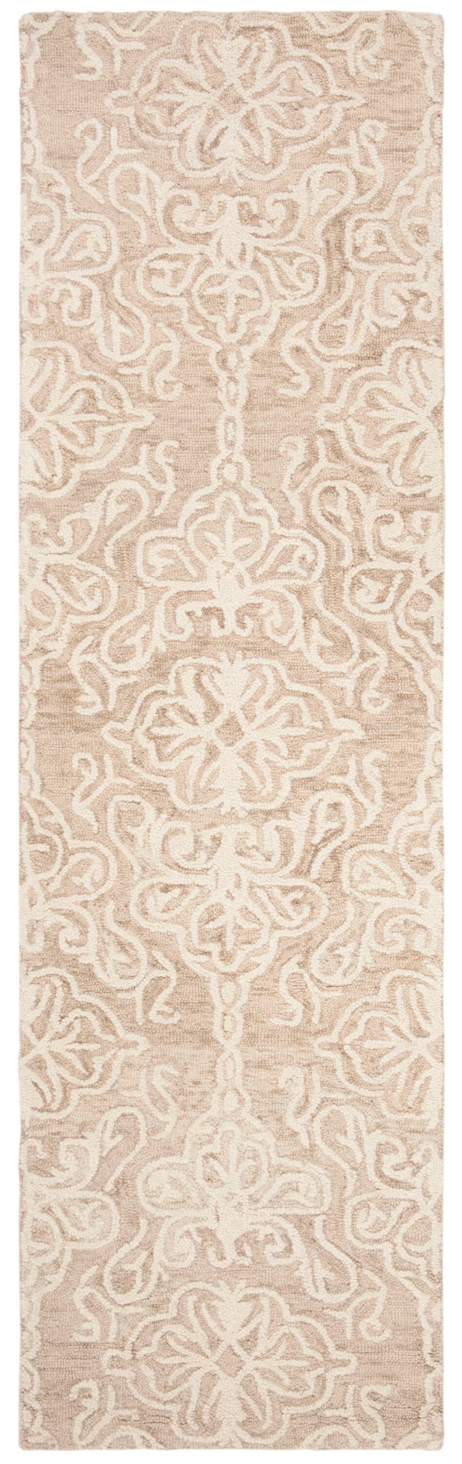Safavieh BLM112B-212 Blossom Mahalia 2 x 12 (ft) Tufted Wool Beige/Ivory Rectangular Indoor Damask Farmhouse/Cottage Runner rug