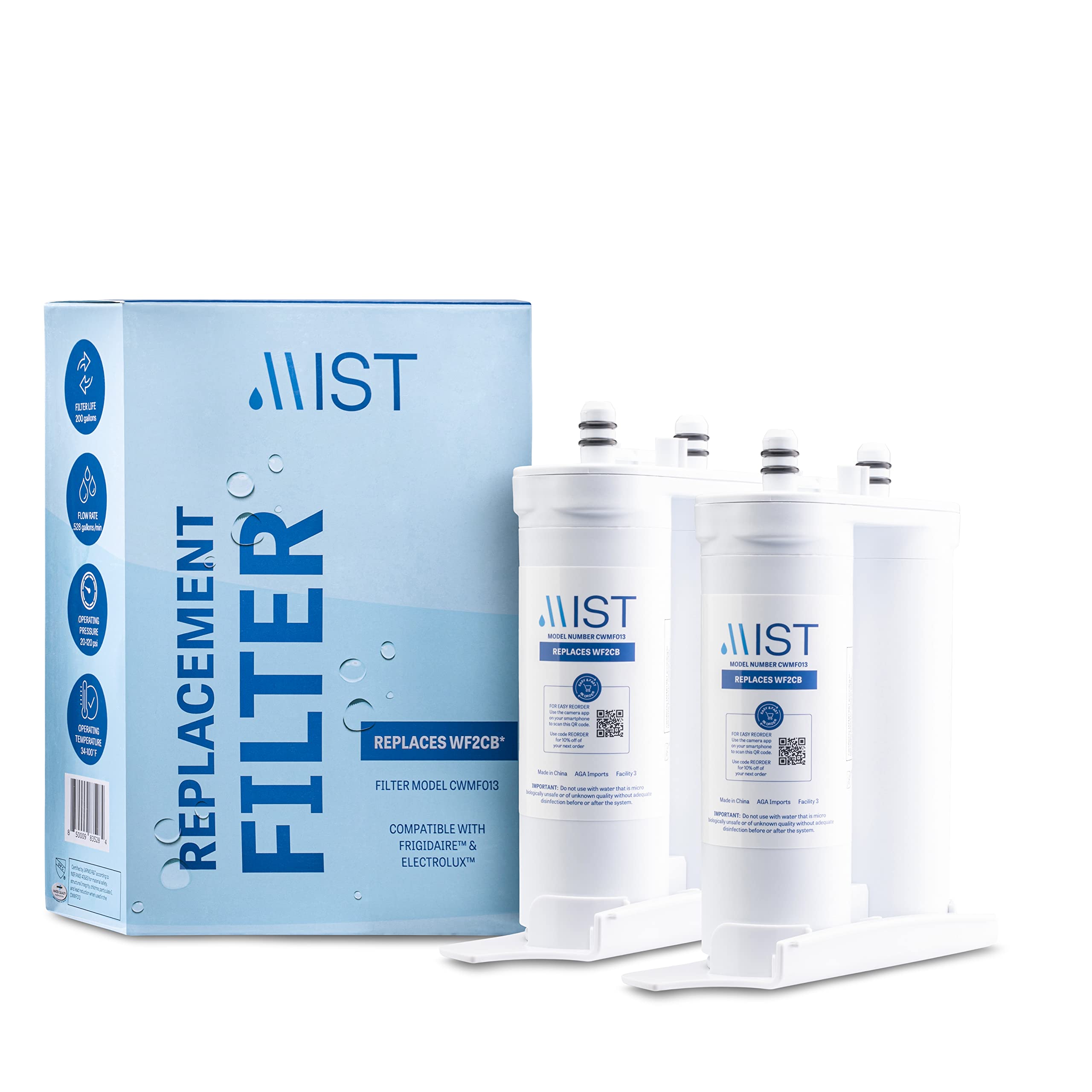 Mist CWMF213 Twist-in Refrigerator Water Filter WF2CB 2 -Pack