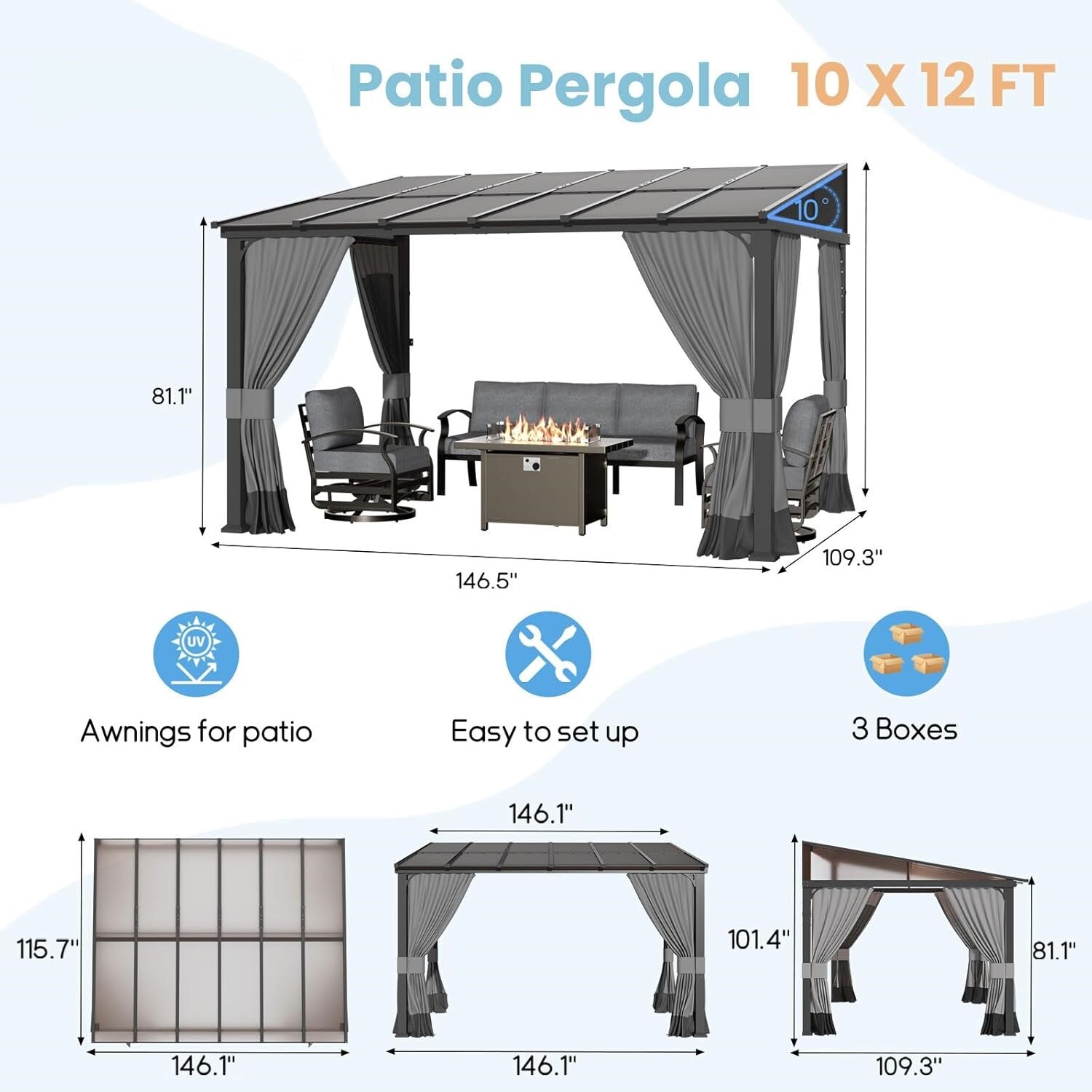 ALAULM LS-1012WMGB-GREY Wood-Resin-Gazebos - View #7