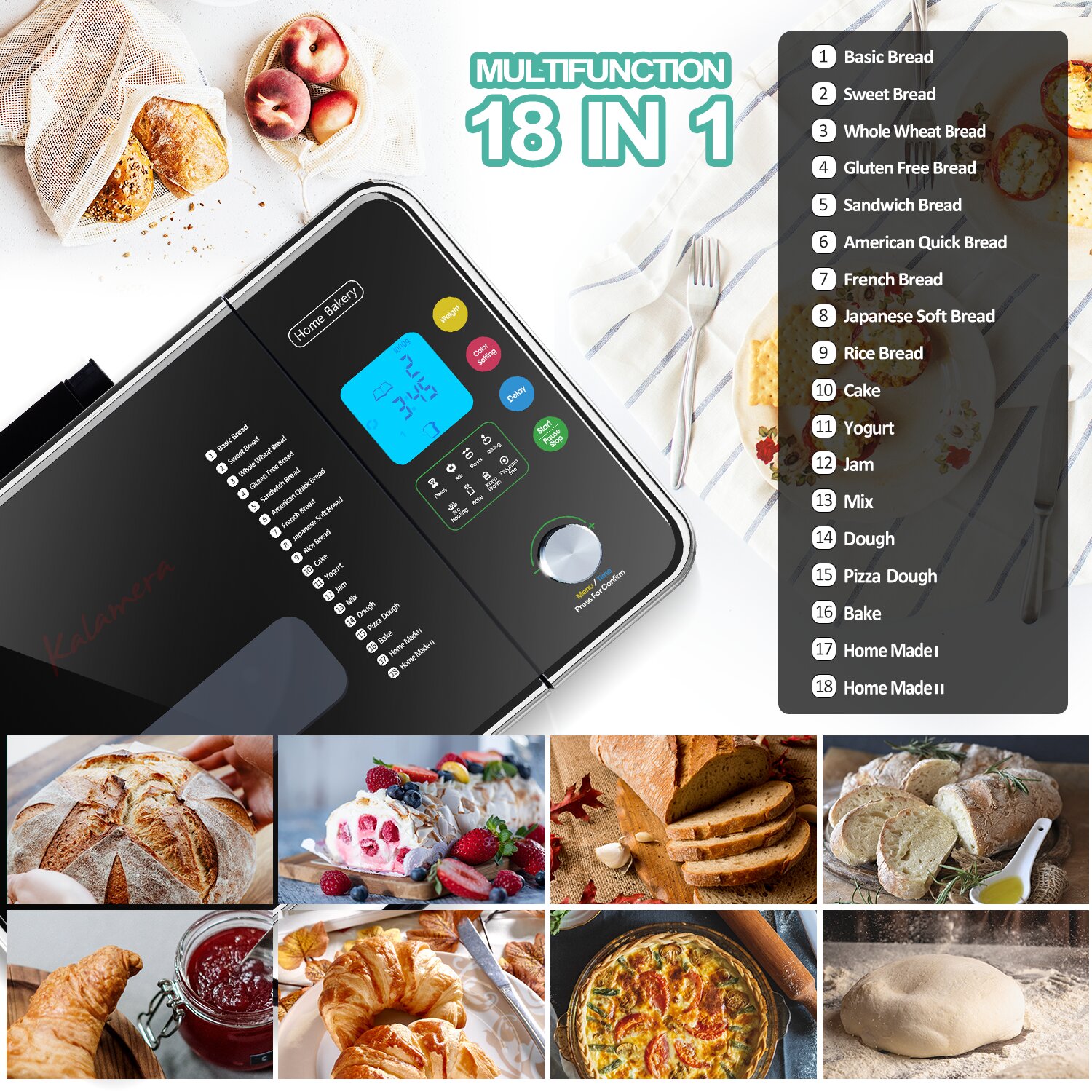 West Bend Hi-Rise Bread Maker with 12 Preset Digital Controls, 3 lb  Capacity, in Gray (47413)